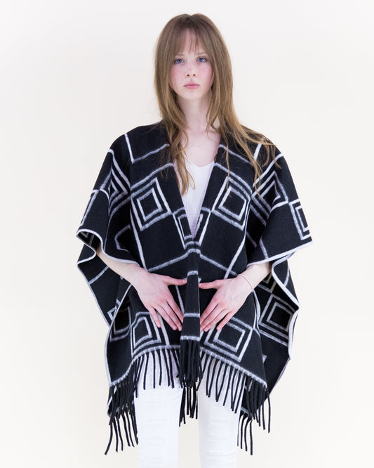 Graphic Squares Ruana Wrap