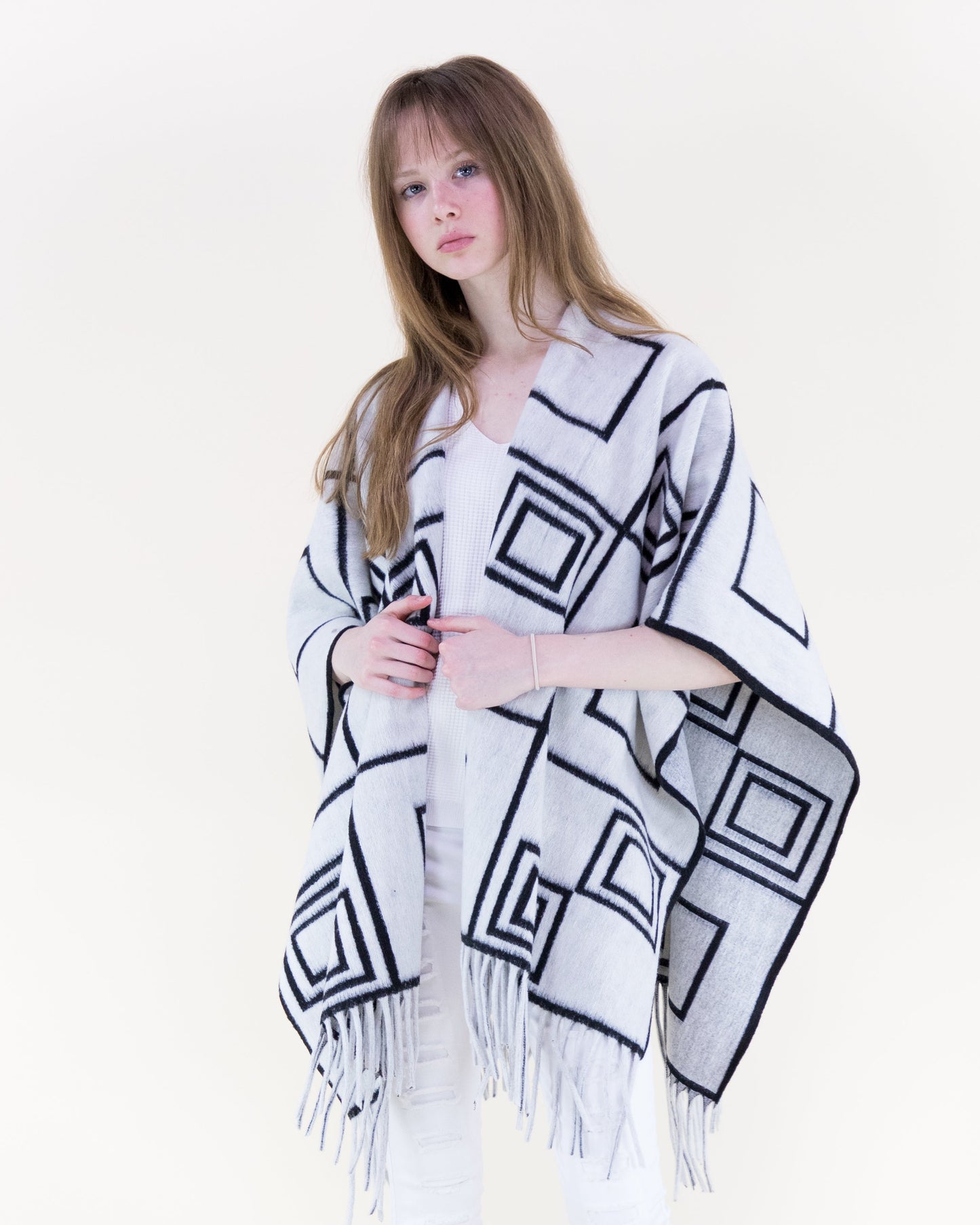Graphic Squares Ruana Wrap