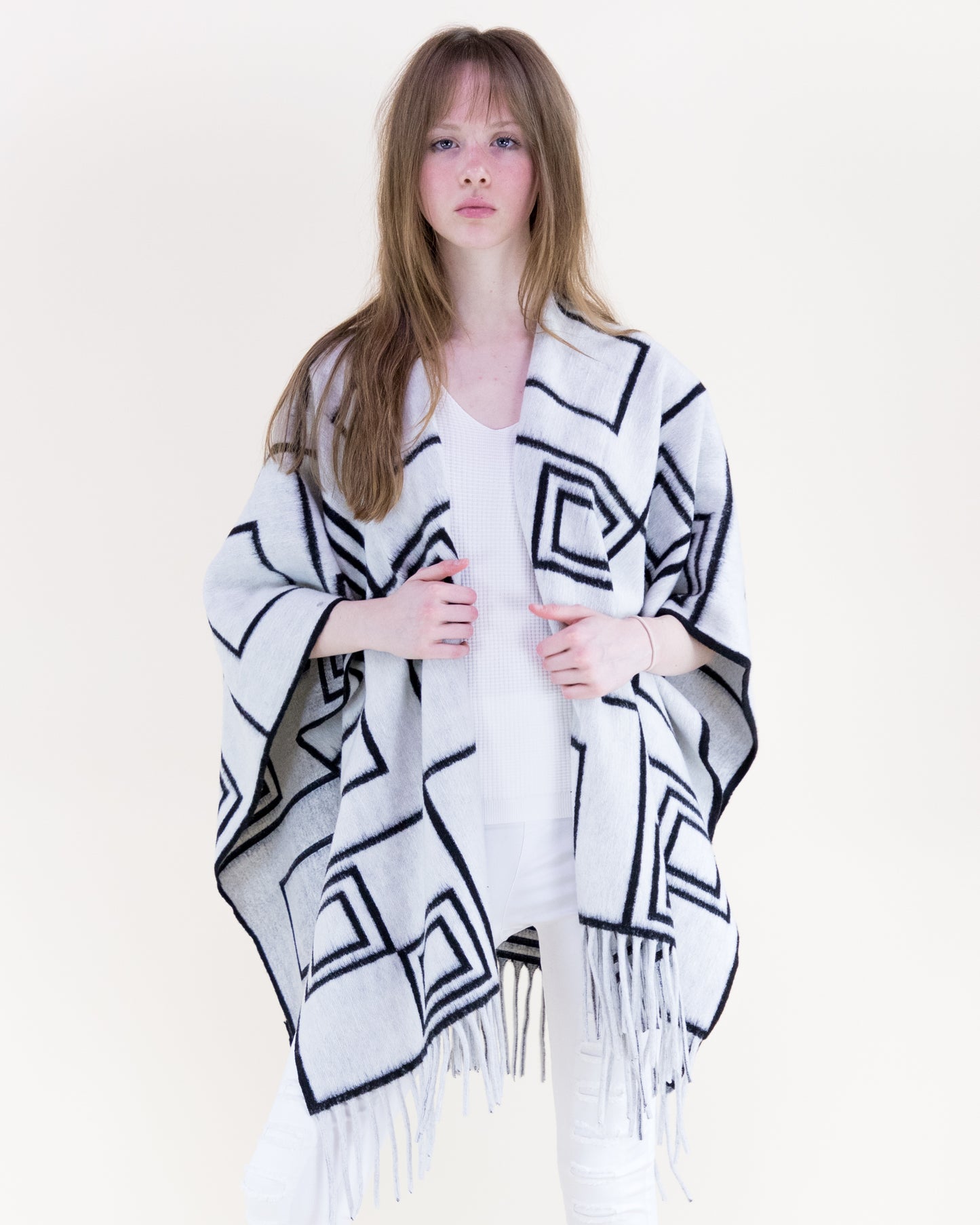 Graphic Squares Ruana Wrap