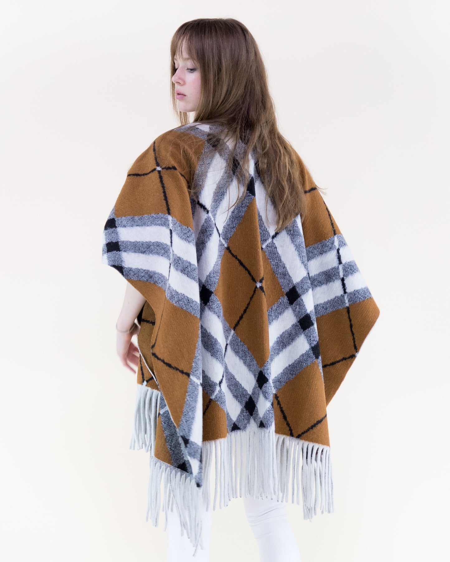Bold Diagonal Plaid Ruana Wrap