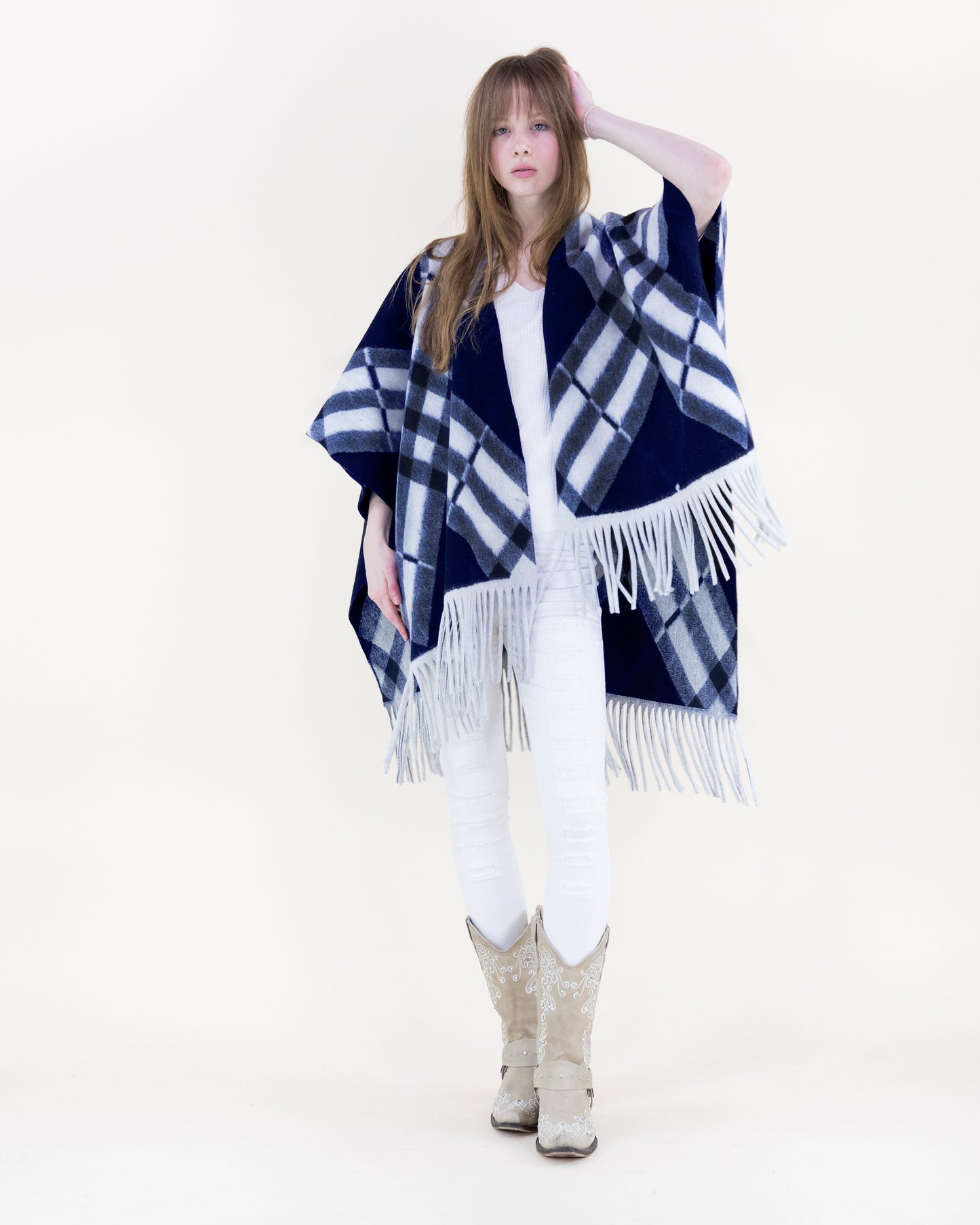 Bold Diagonal Plaid Ruana Wrap