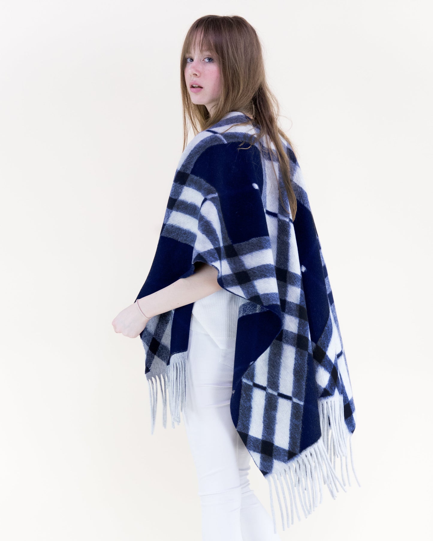 Bold Diagonal Plaid Ruana Wrap
