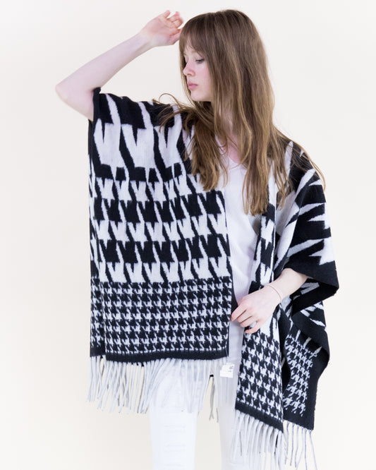 Houndstooth Edit Ruana Wrap