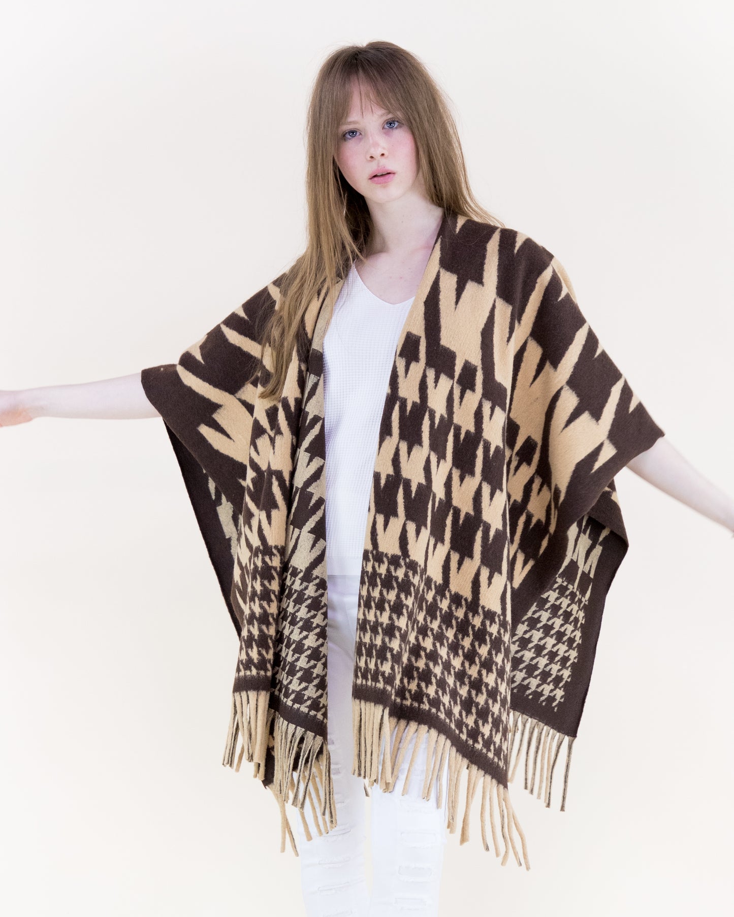 Houndstooth Edit Ruana Wrap