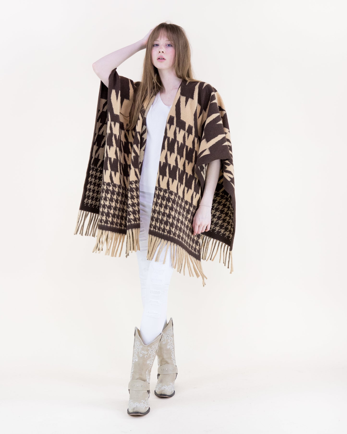 Houndstooth Edit Ruana Wrap