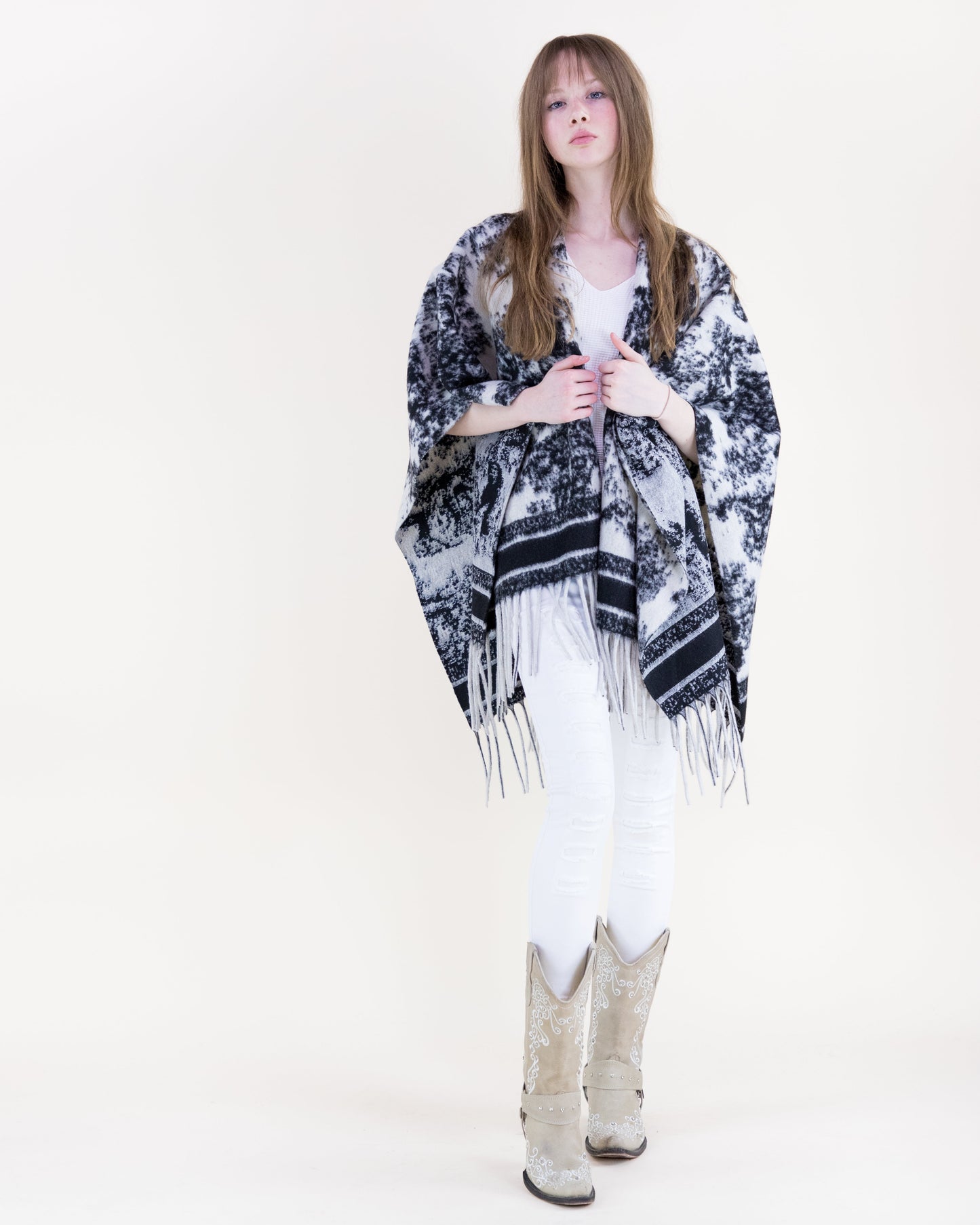 Vintage Animal & Terrain Ruana Wrap