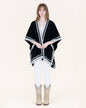 Colorblocked Border Stripe Tight Knit Kimono Wrap