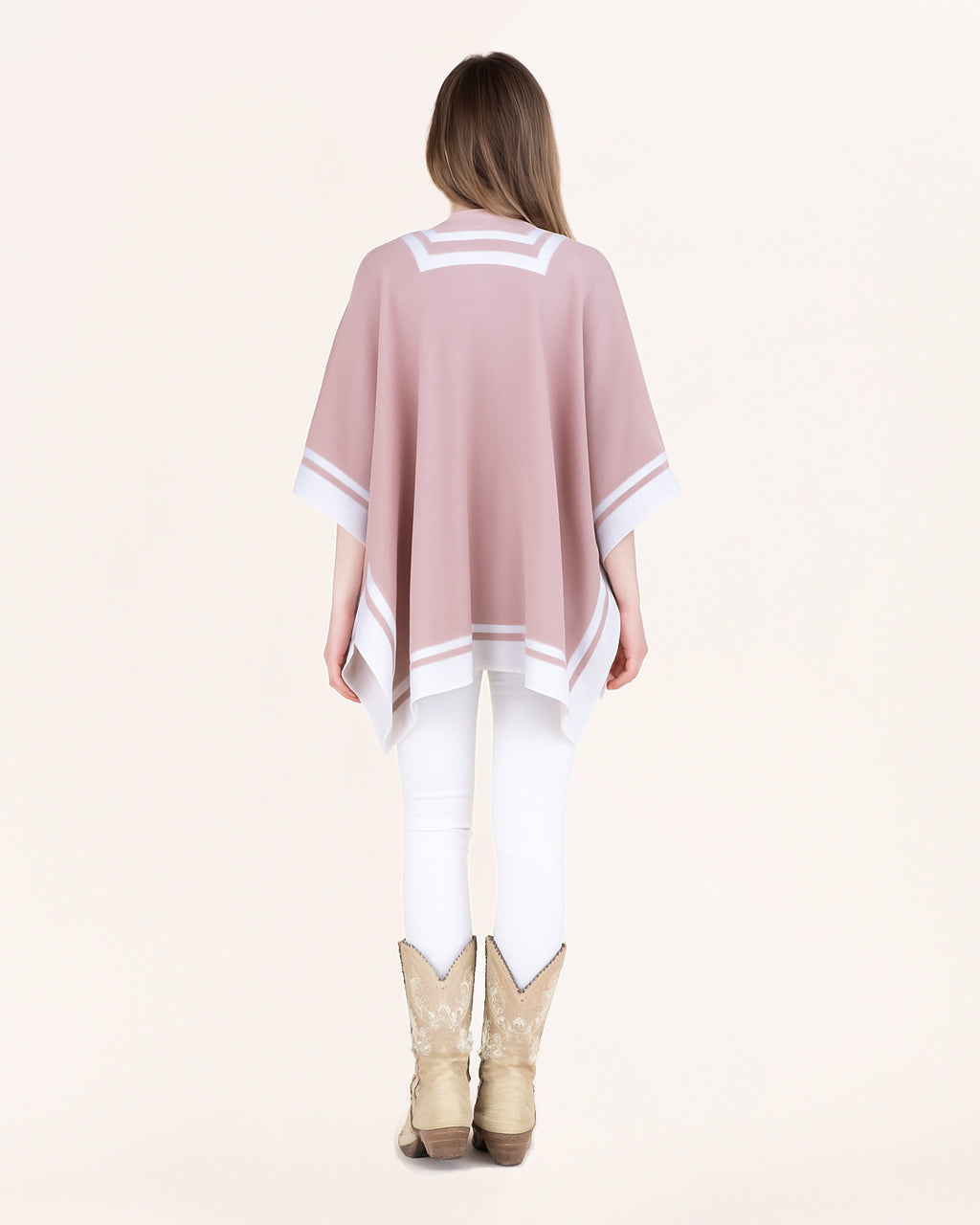 Colorblocked Border Stripe Tight Knit Kimono Wrap