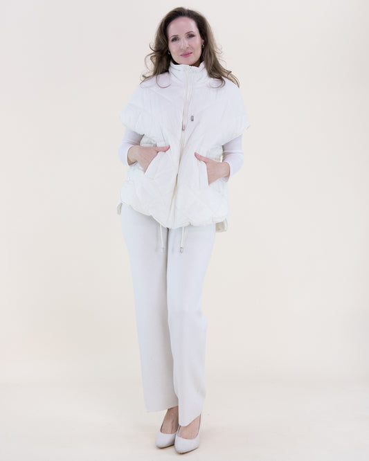 Boxy Funnel Neck Diamond Puffer Vest