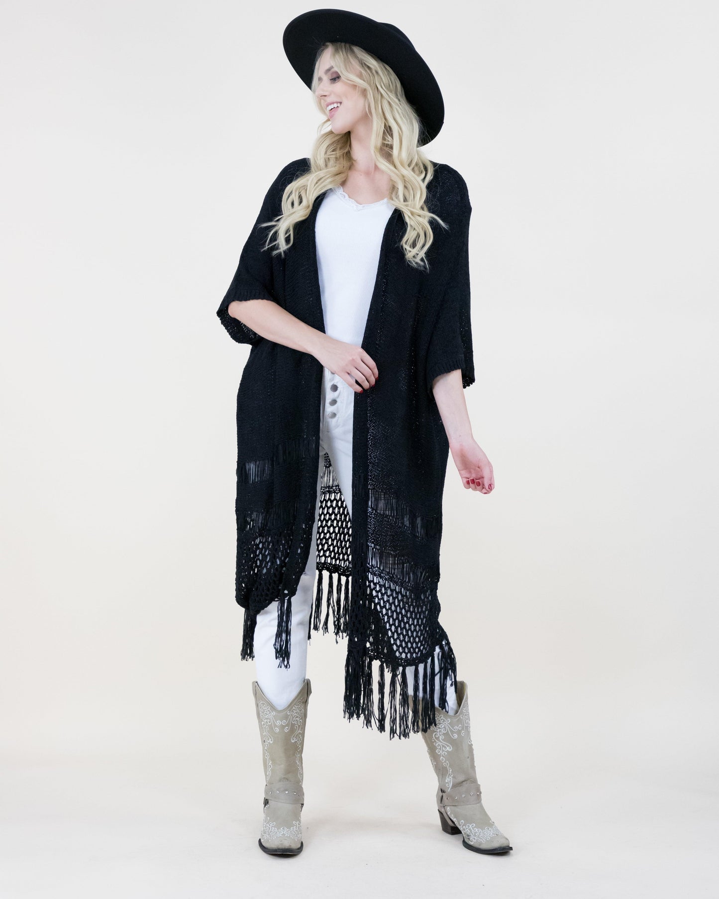 Open Knit Sheer Cardigan