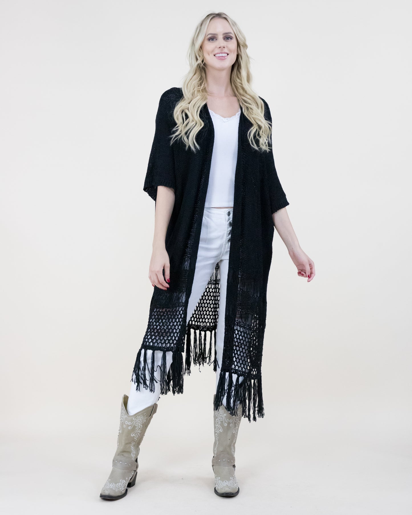 Open Knit Sheer Cardigan