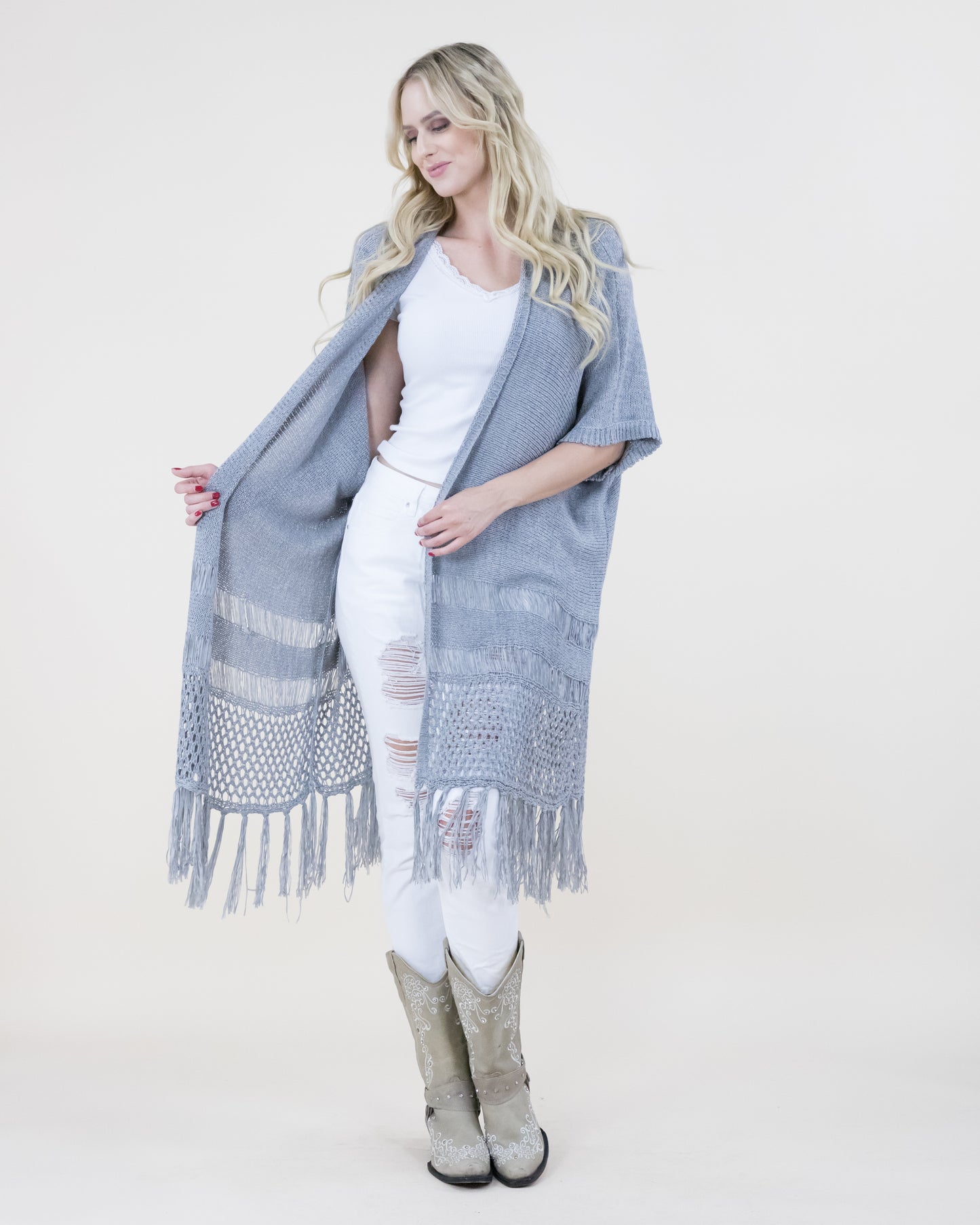 Open Knit Sheer Cardigan