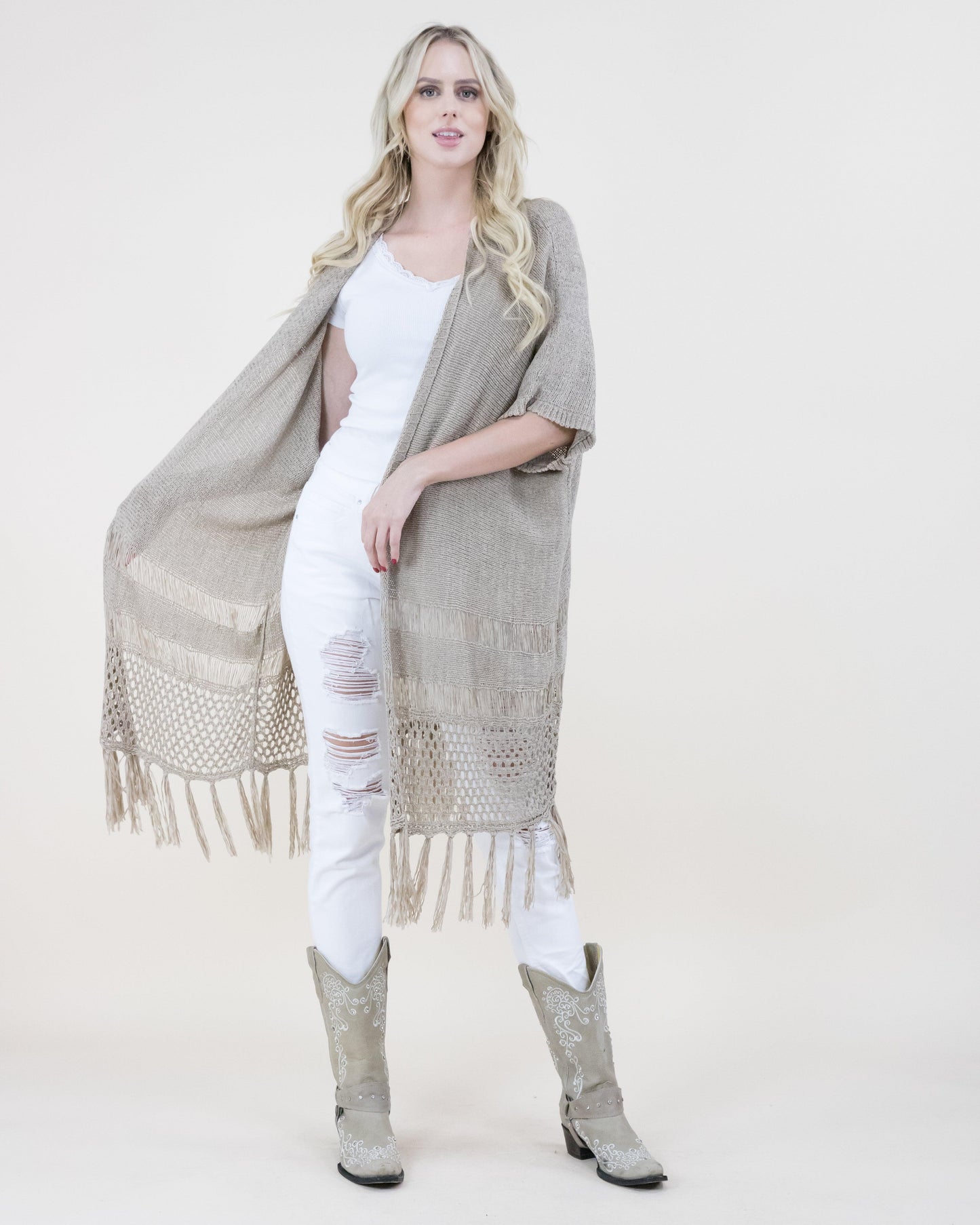 Open Knit Sheer Cardigan