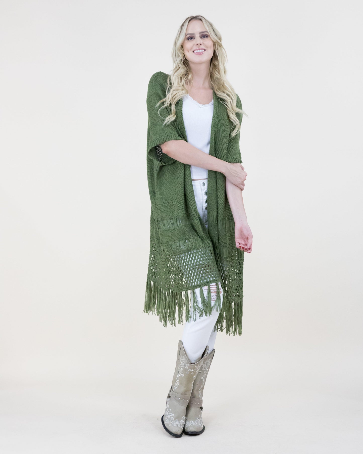 Open Knit Sheer Cardigan