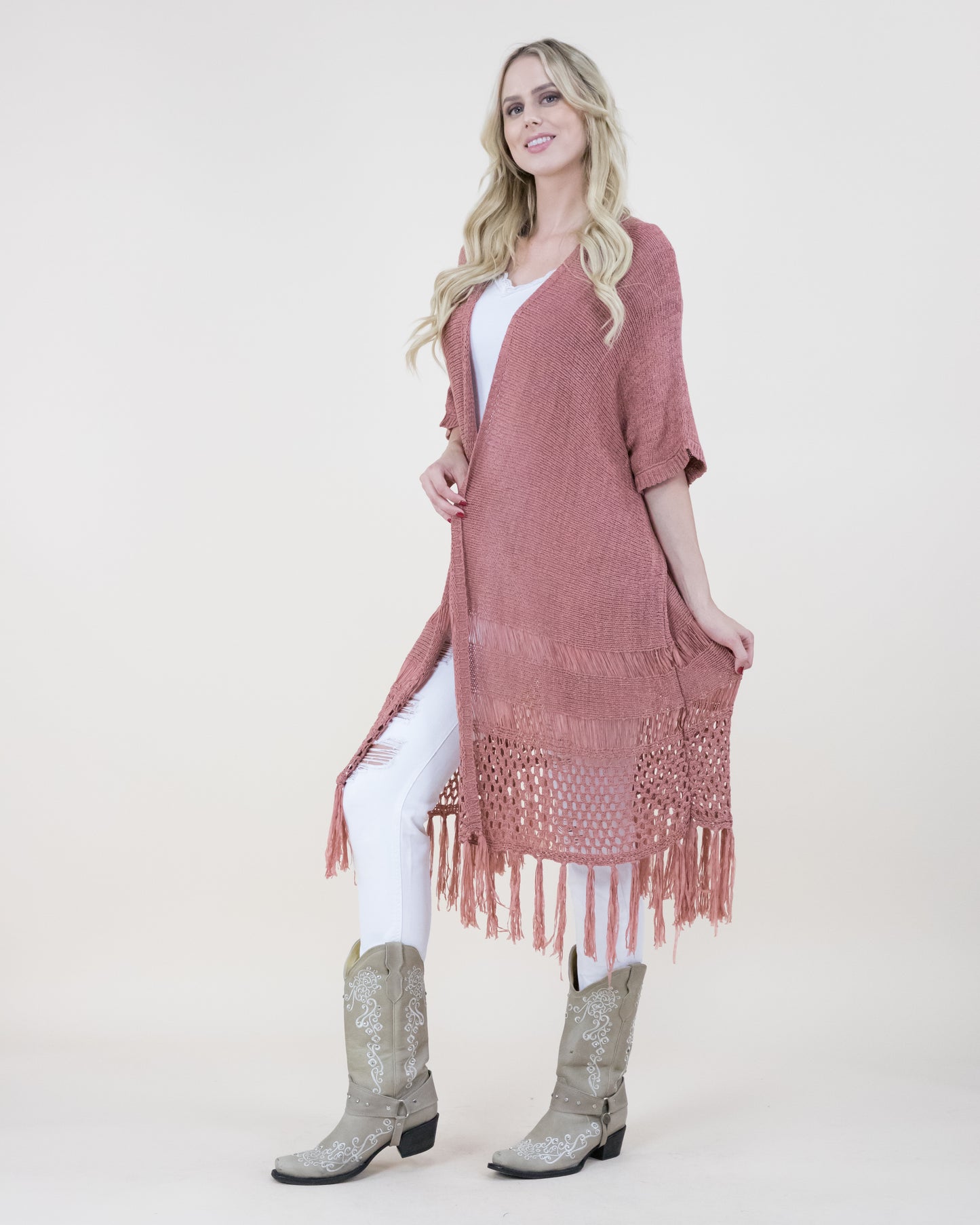 Open Knit Sheer Cardigan