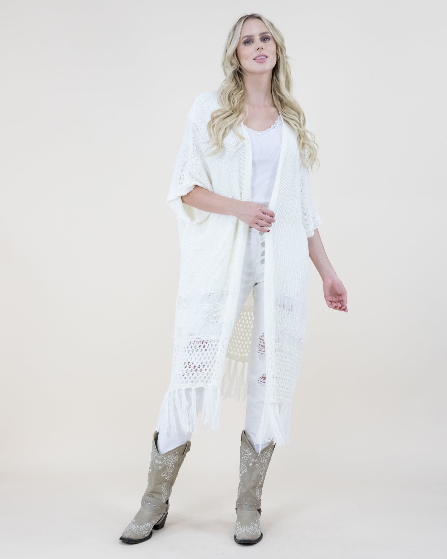 Open Knit Sheer Cardigan