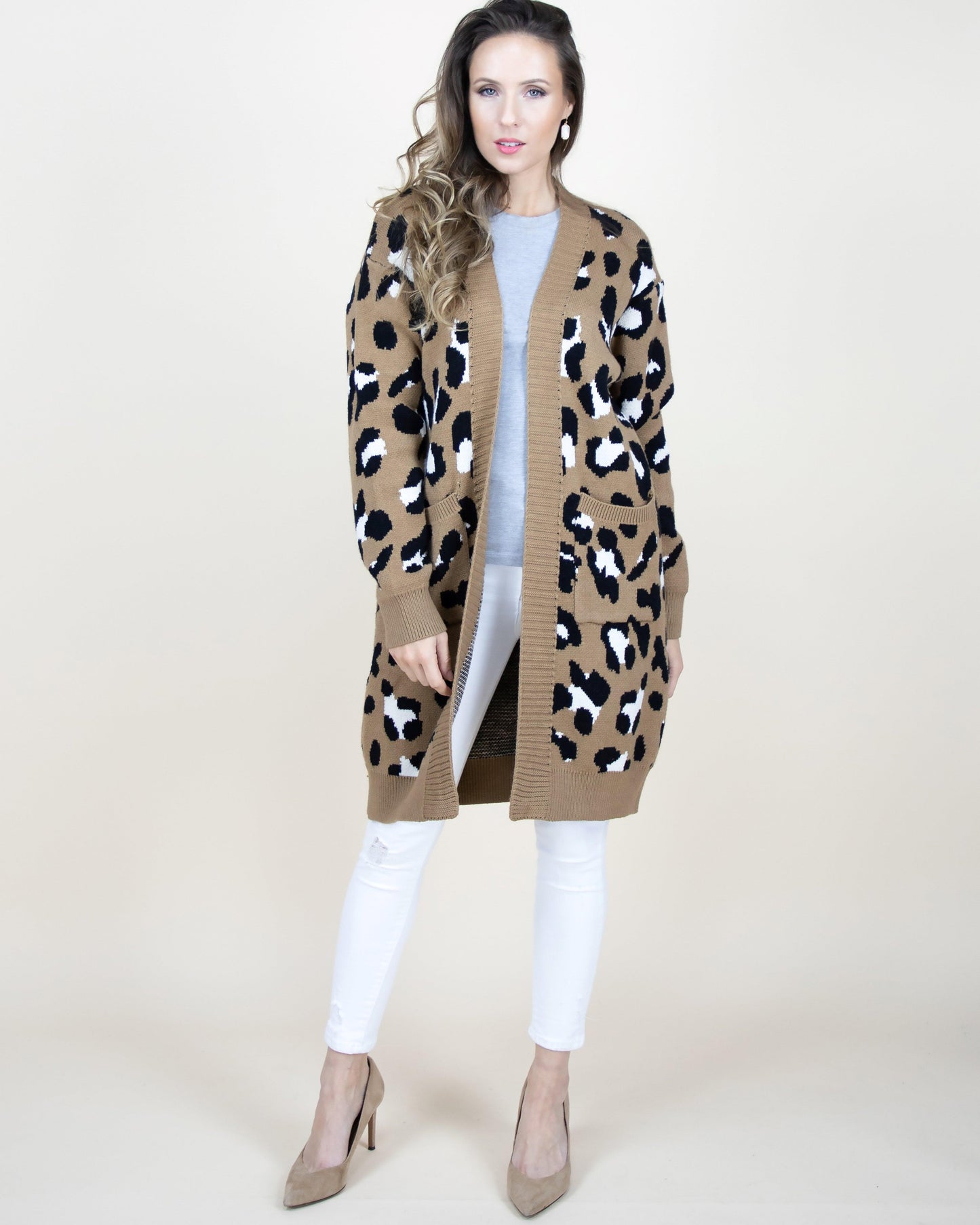 Leopard Cardigan w/ Front Pockets