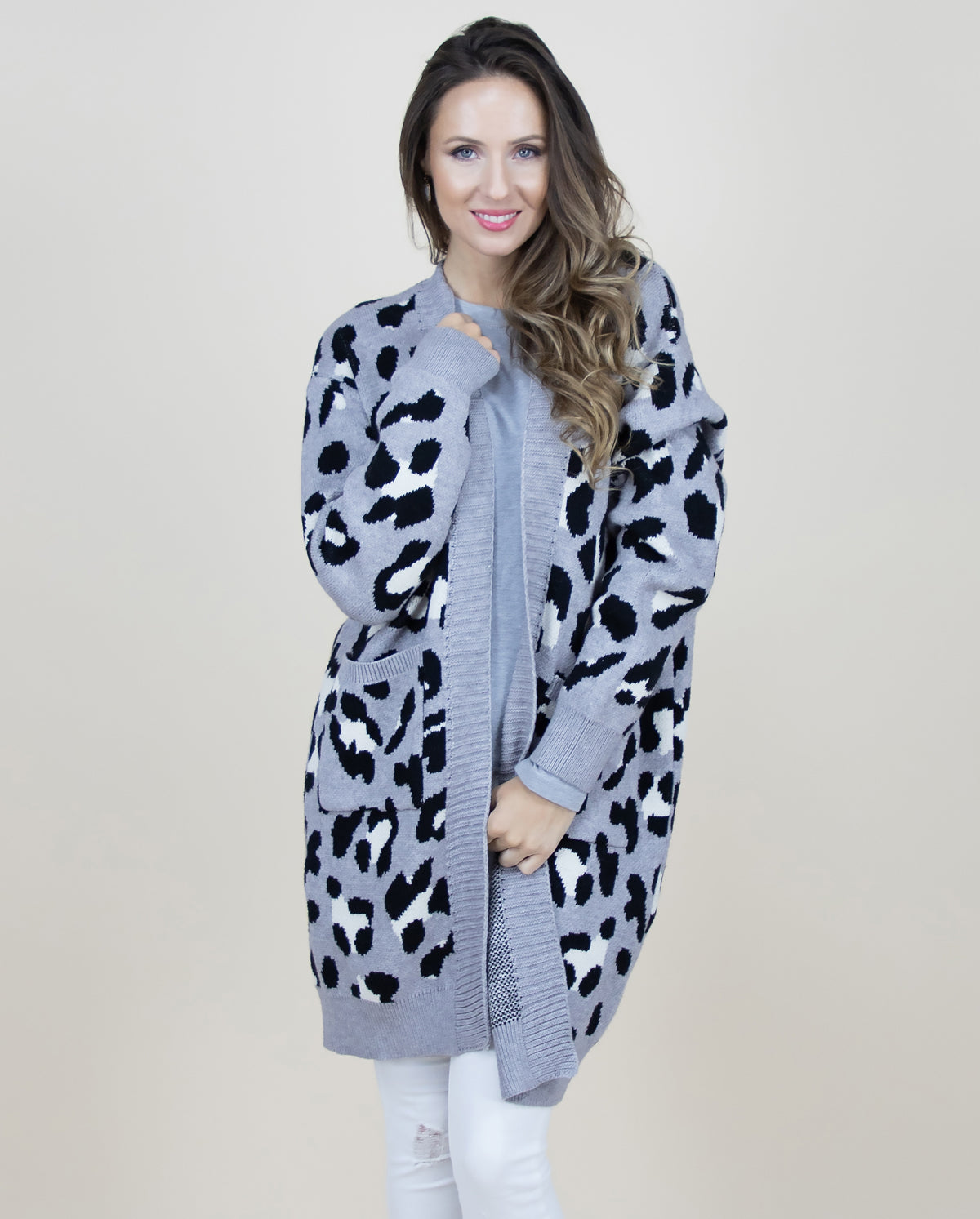 Leopard Cardigan w/ Front Pockets