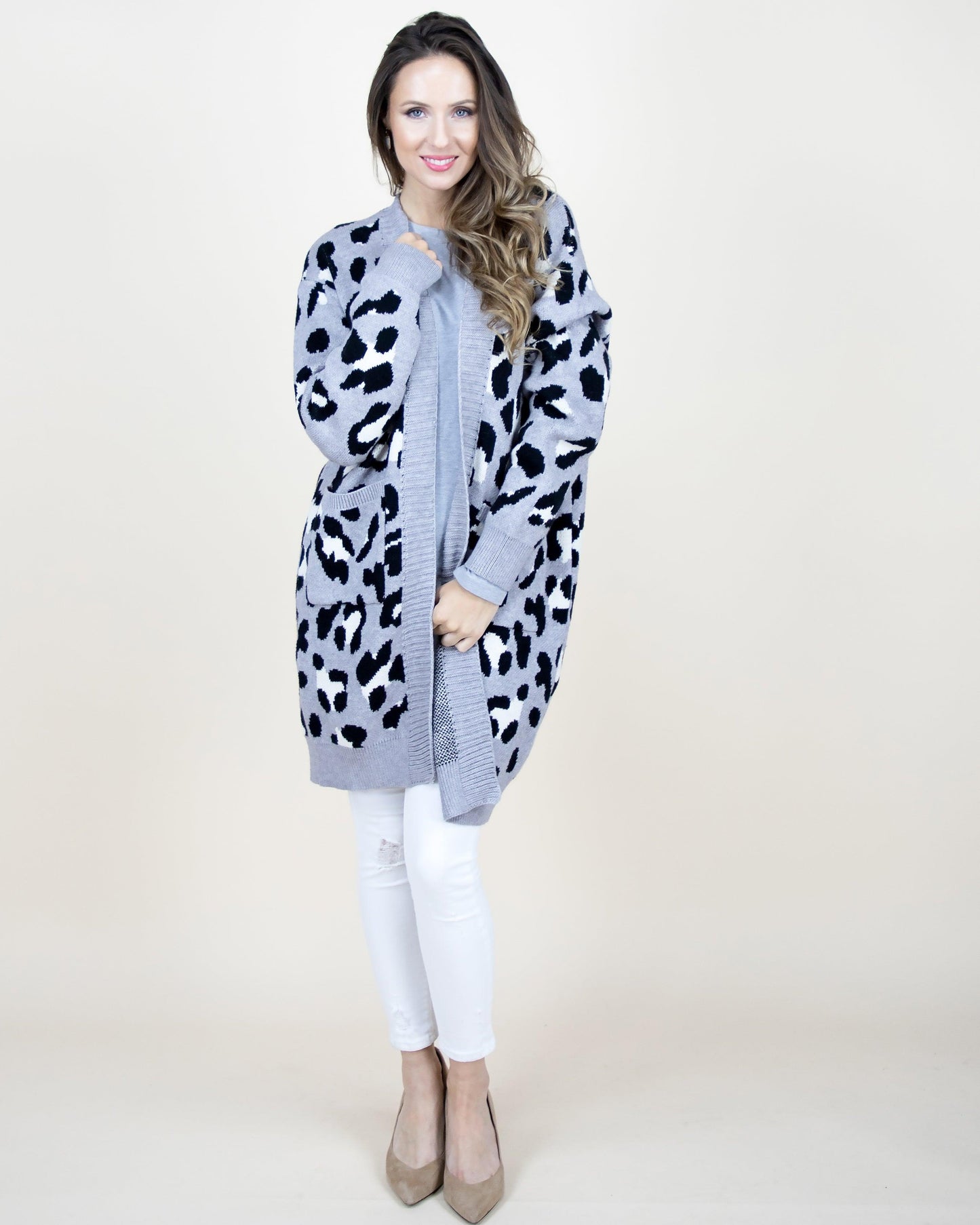 Leopard Cardigan w/ Front Pockets