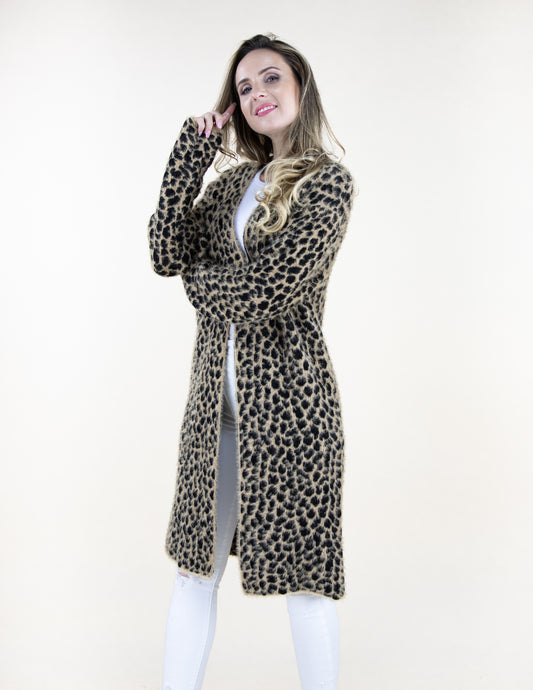 Eyelash Cheetah Print Long Sleeve Cardigan W/ Pockets - (S/M, L/XL)