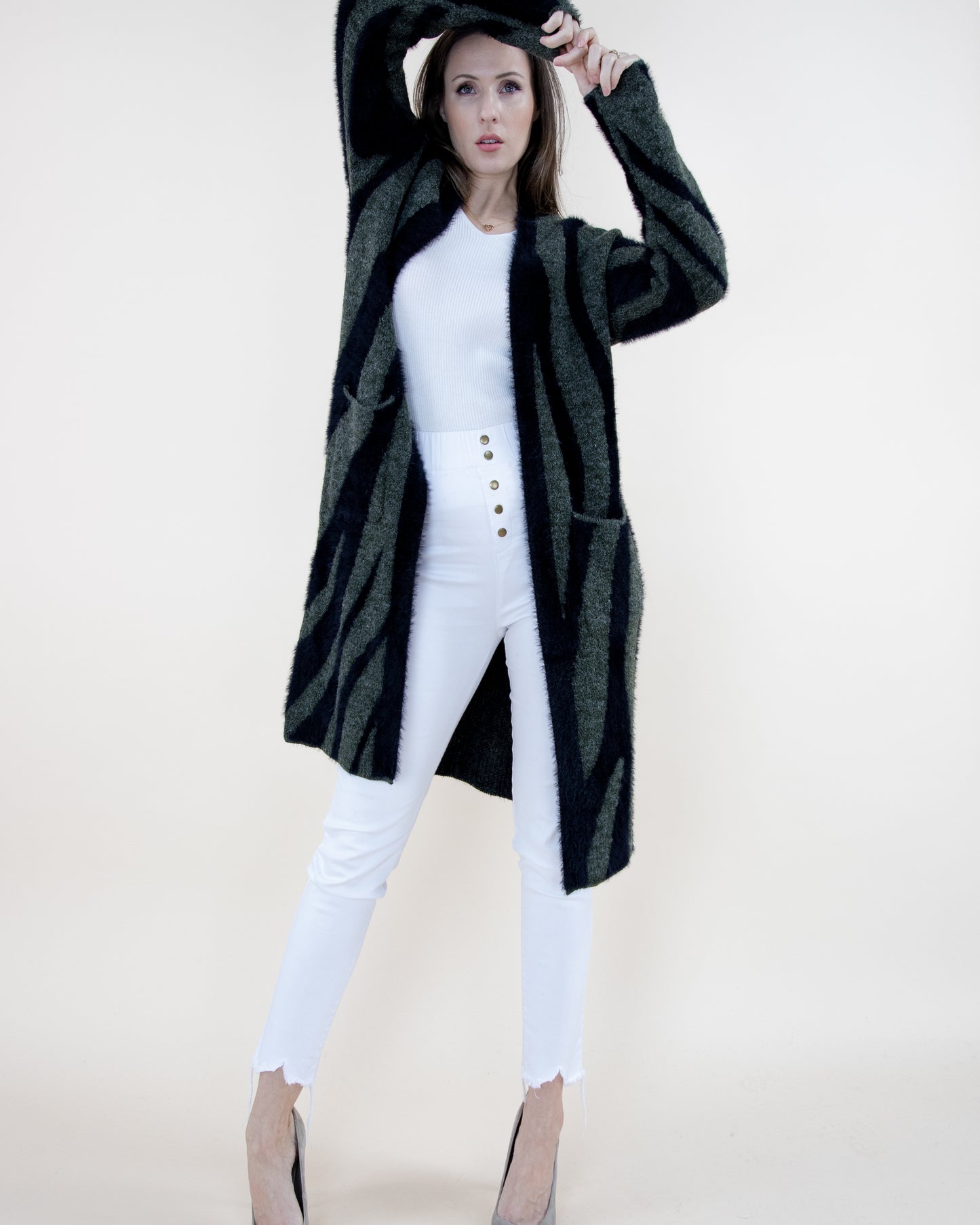 Marble Swirl Pattern Cardigan w/ Pockets - (S/M, L/XL)