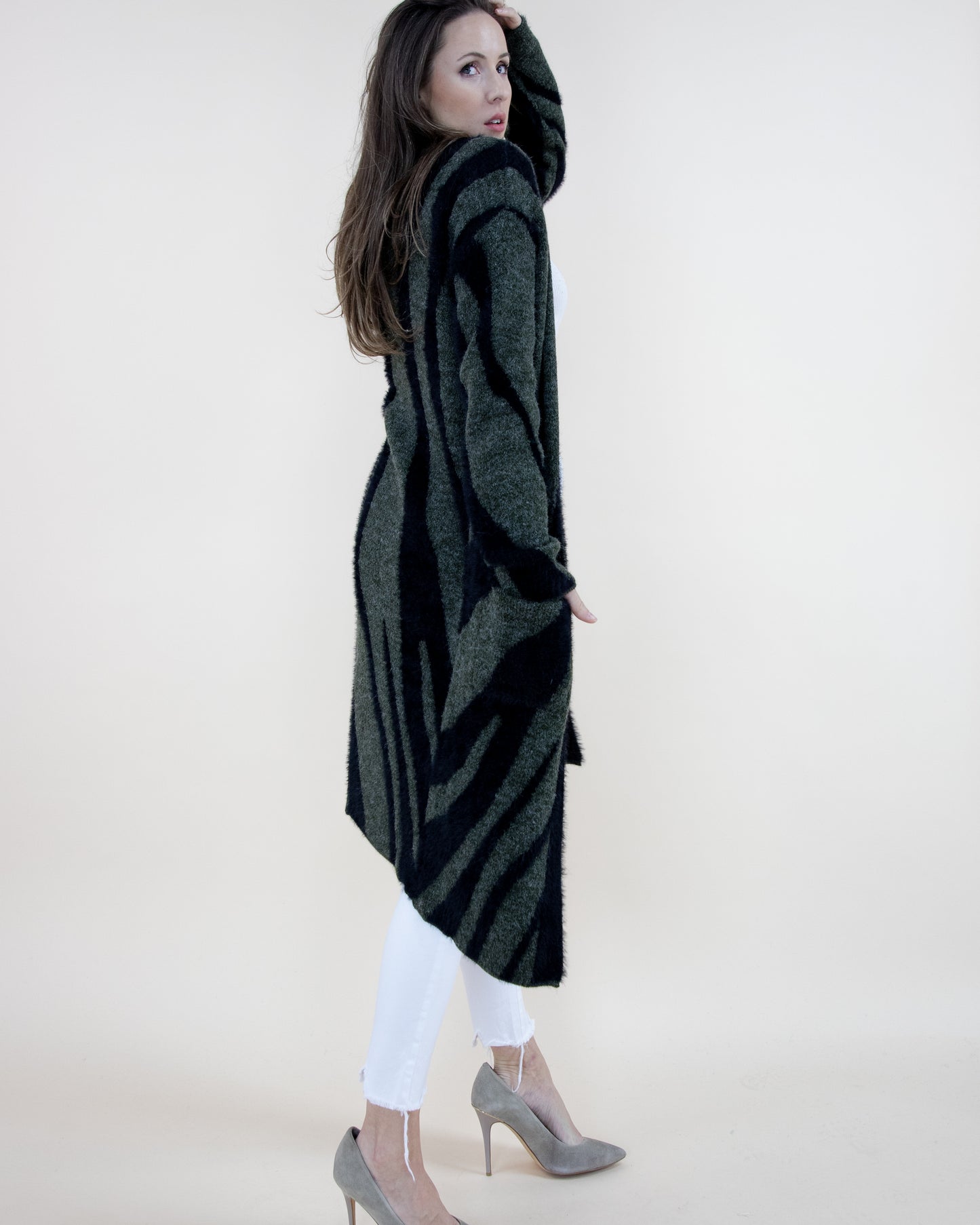 Marble Swirl Pattern Cardigan w/ Pockets - (S/M, L/XL)