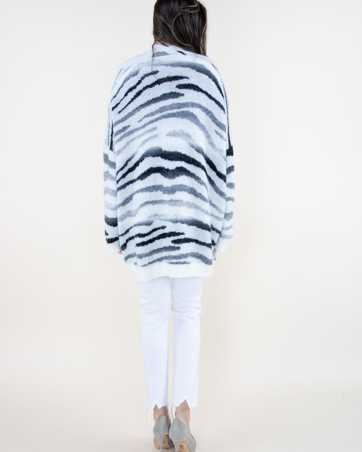 Tiger Print Cardigan with Pockets