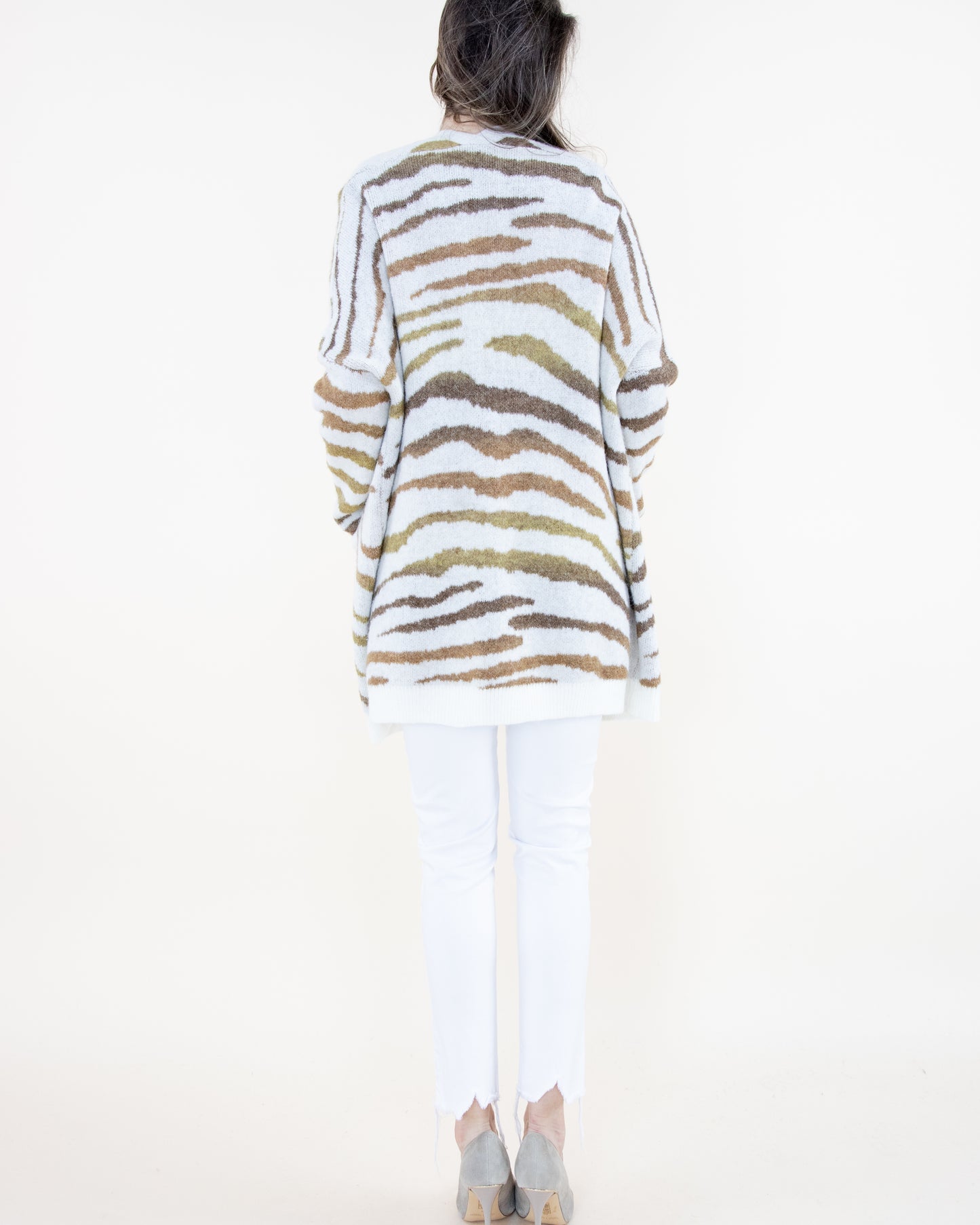 Tiger Print Cardigan with Pockets