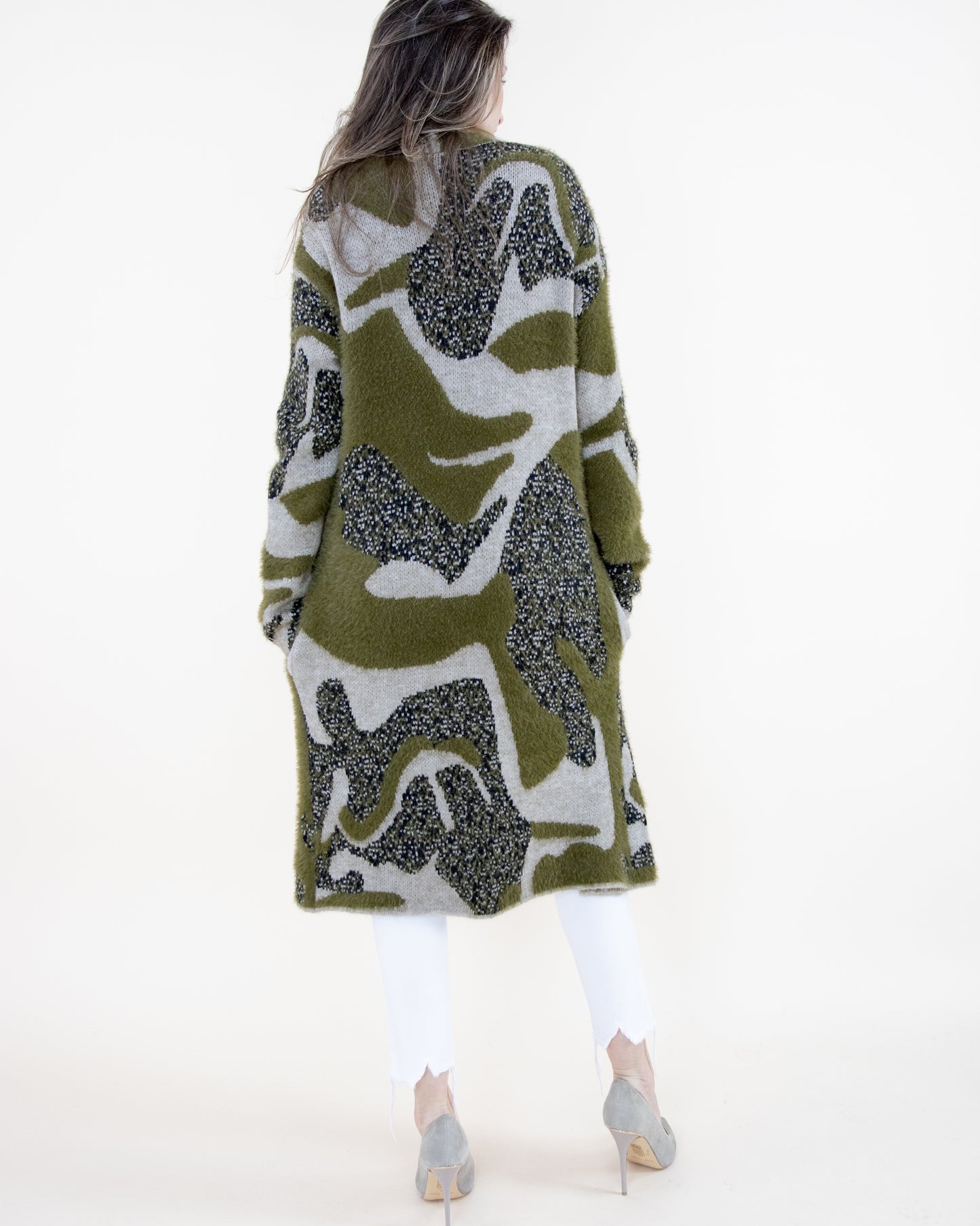 Partial Eyelash Camo Cardigan