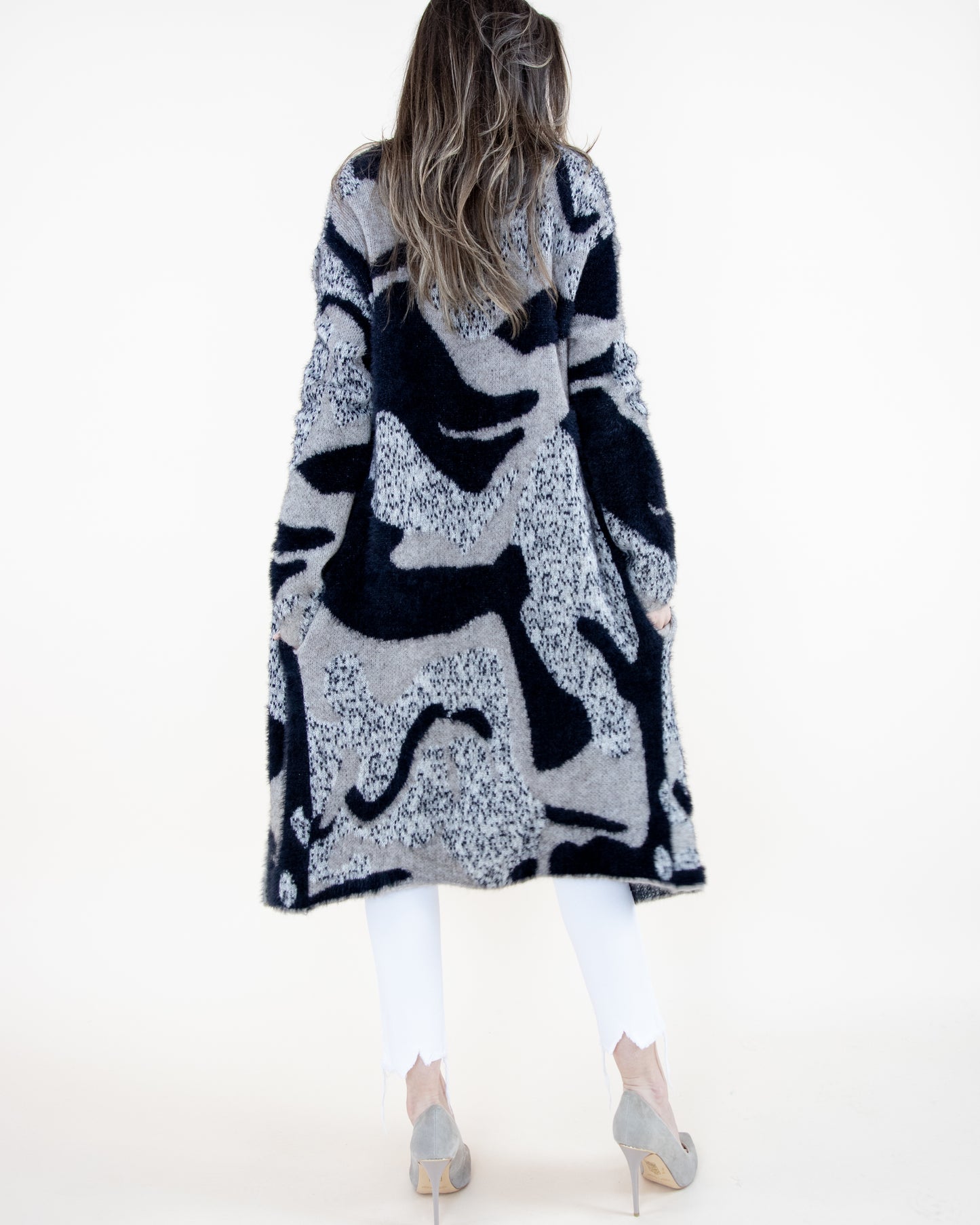 Partial Eyelash Camo Cardigan