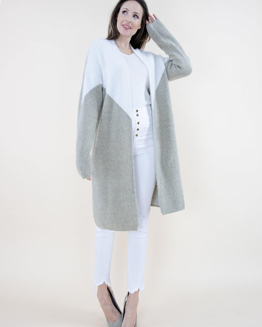 Partial Eyelash Chevron Cardigan