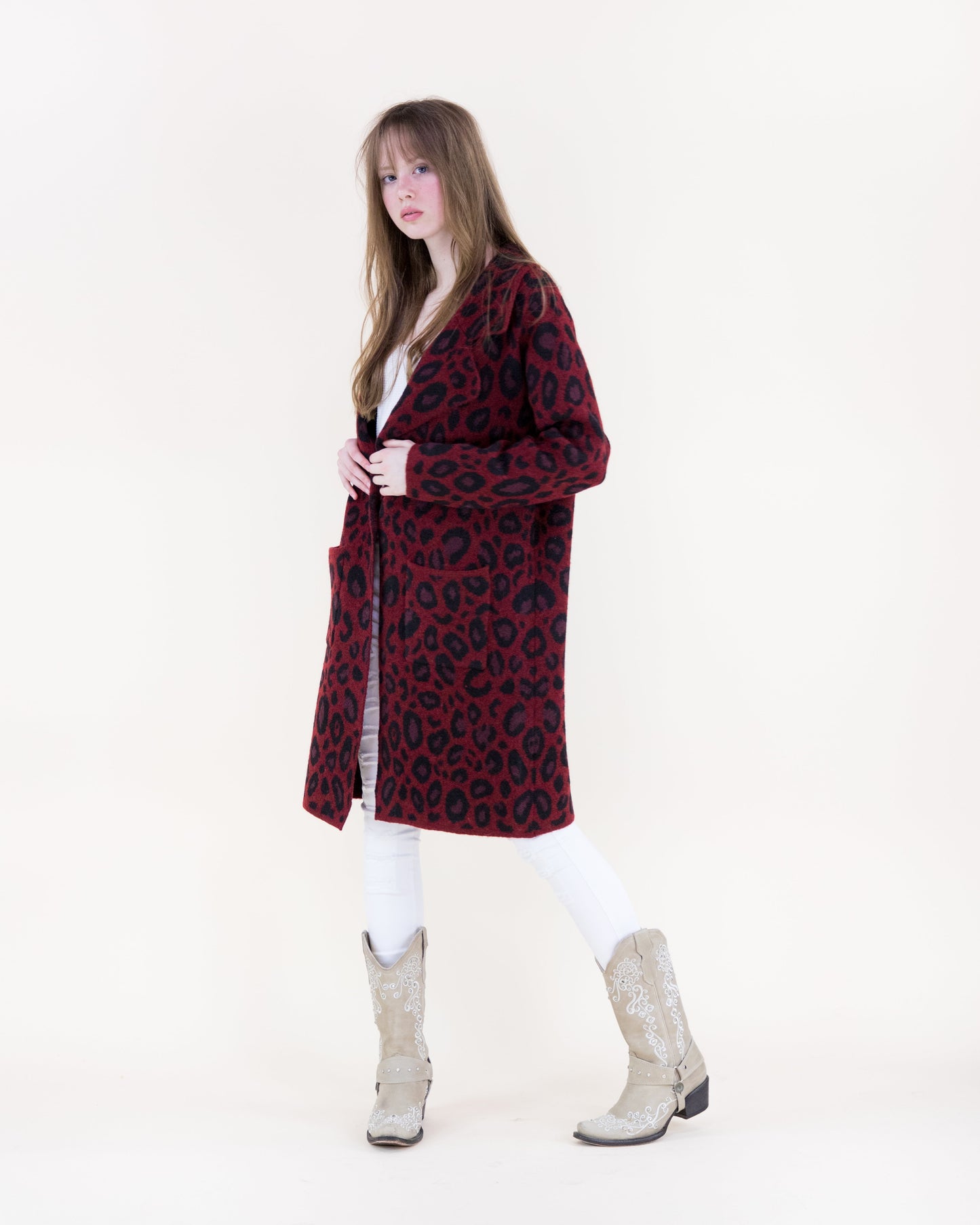 Leopard Notch Lapel Coatigan