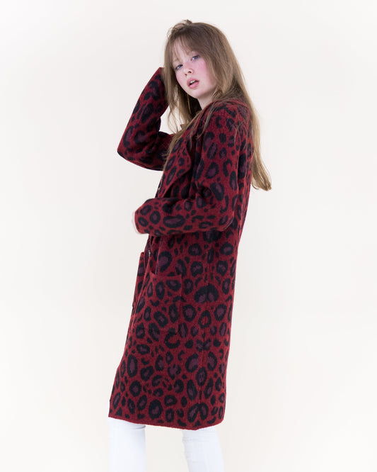 Leopard Notch Lapel Coatigan