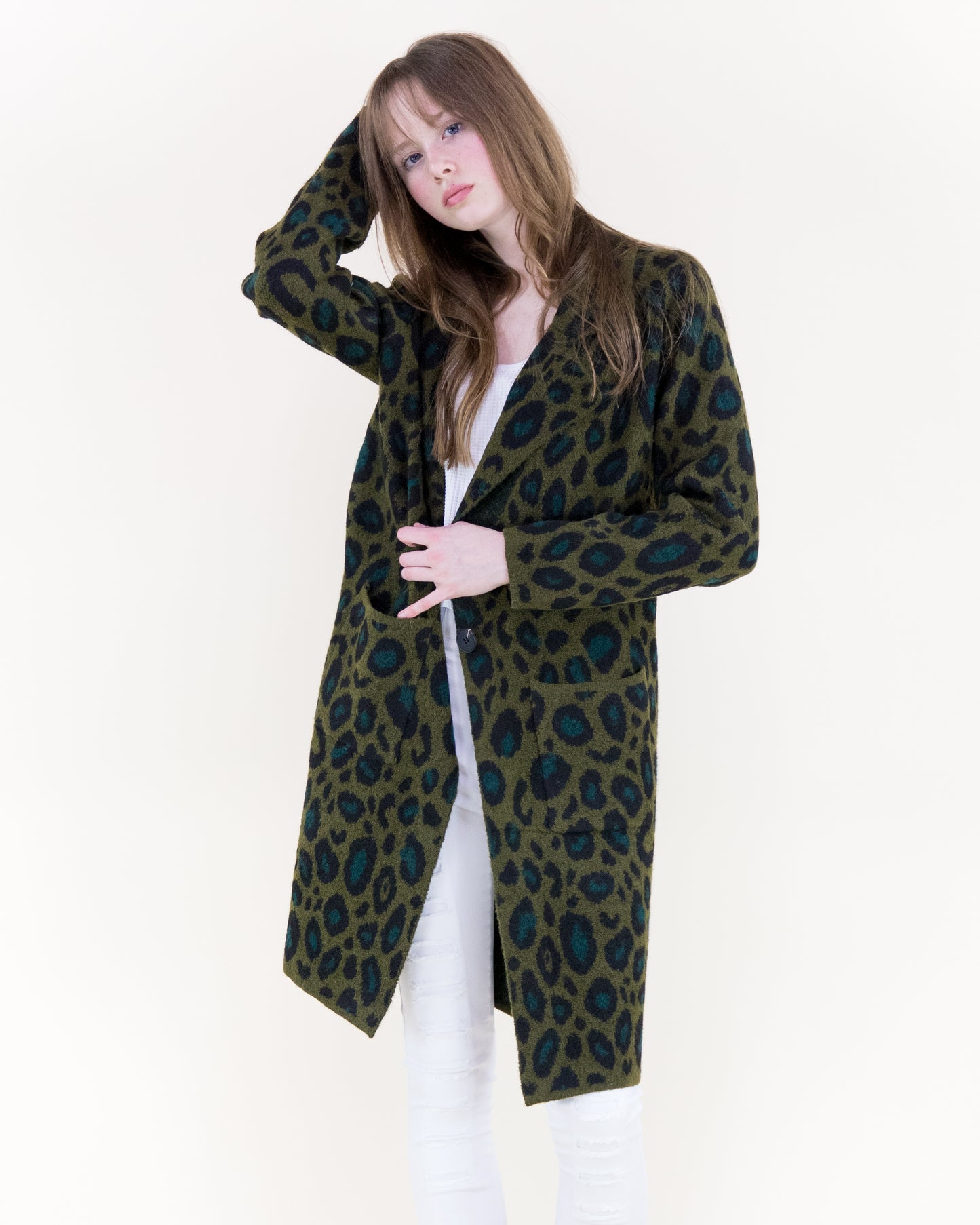 Leopard Notch Lapel Coatigan