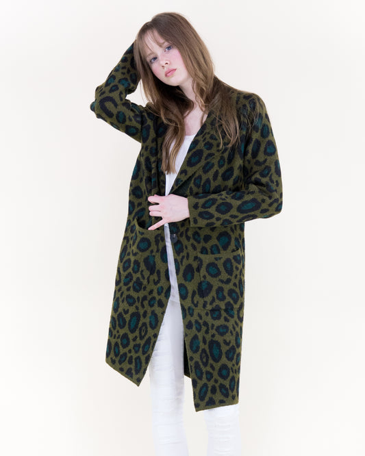 Leopard Notch Lapel Coatigan