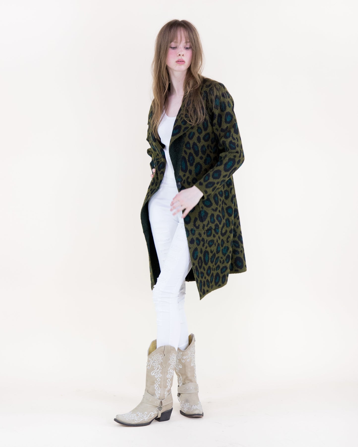 Leopard Notch Lapel Coatigan