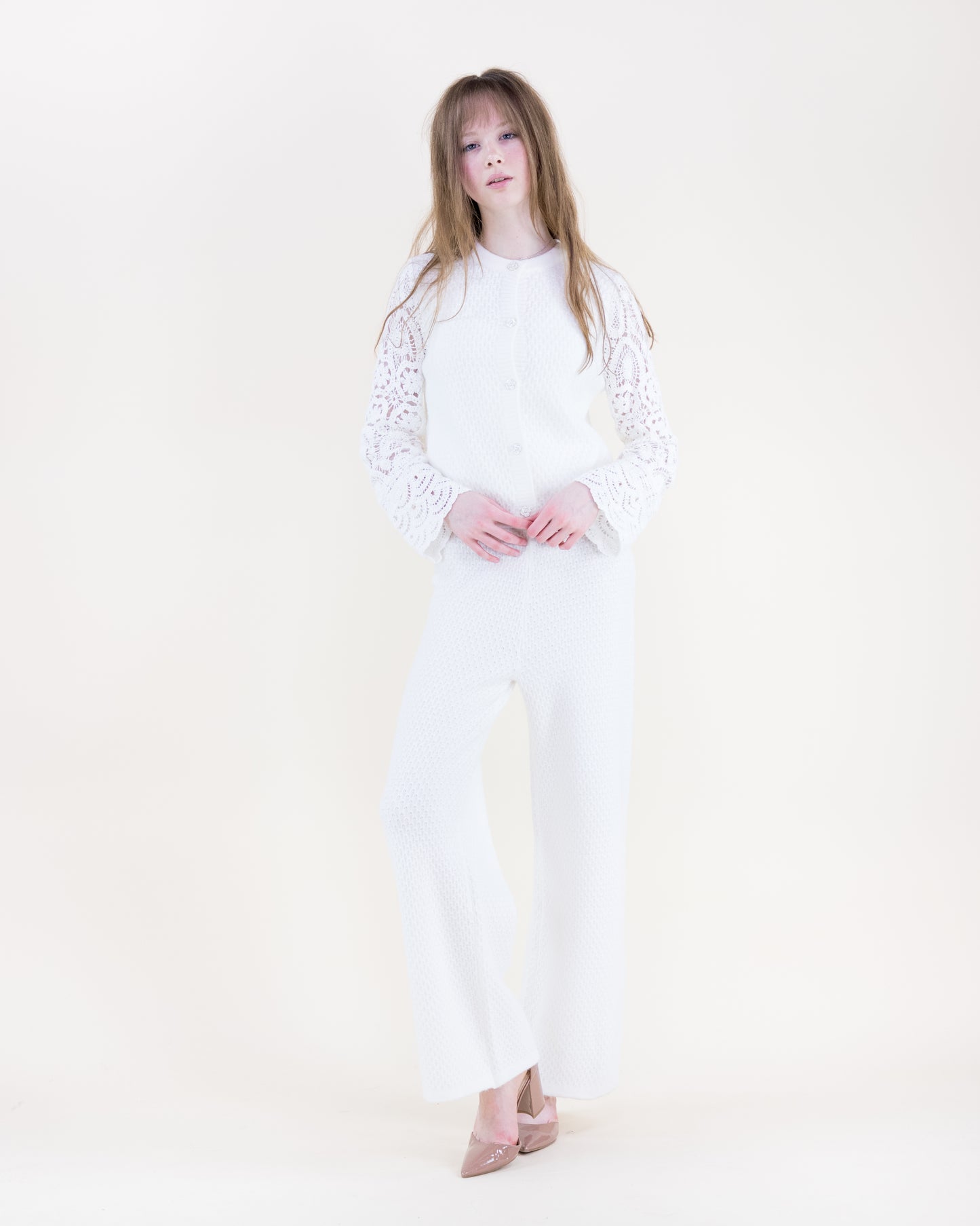 Honeycomb Stitch Crochet Sleeves Boxy Cardigan