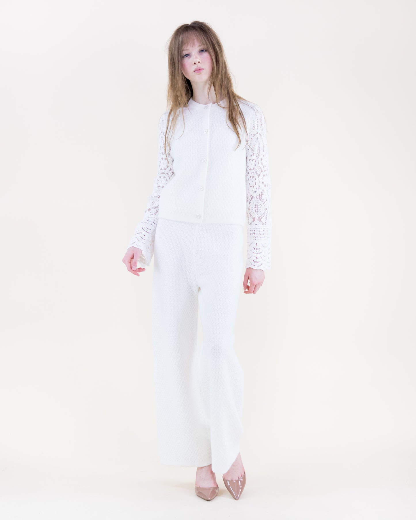 Honeycomb Stitch Crochet Sleeves Boxy Cardigan