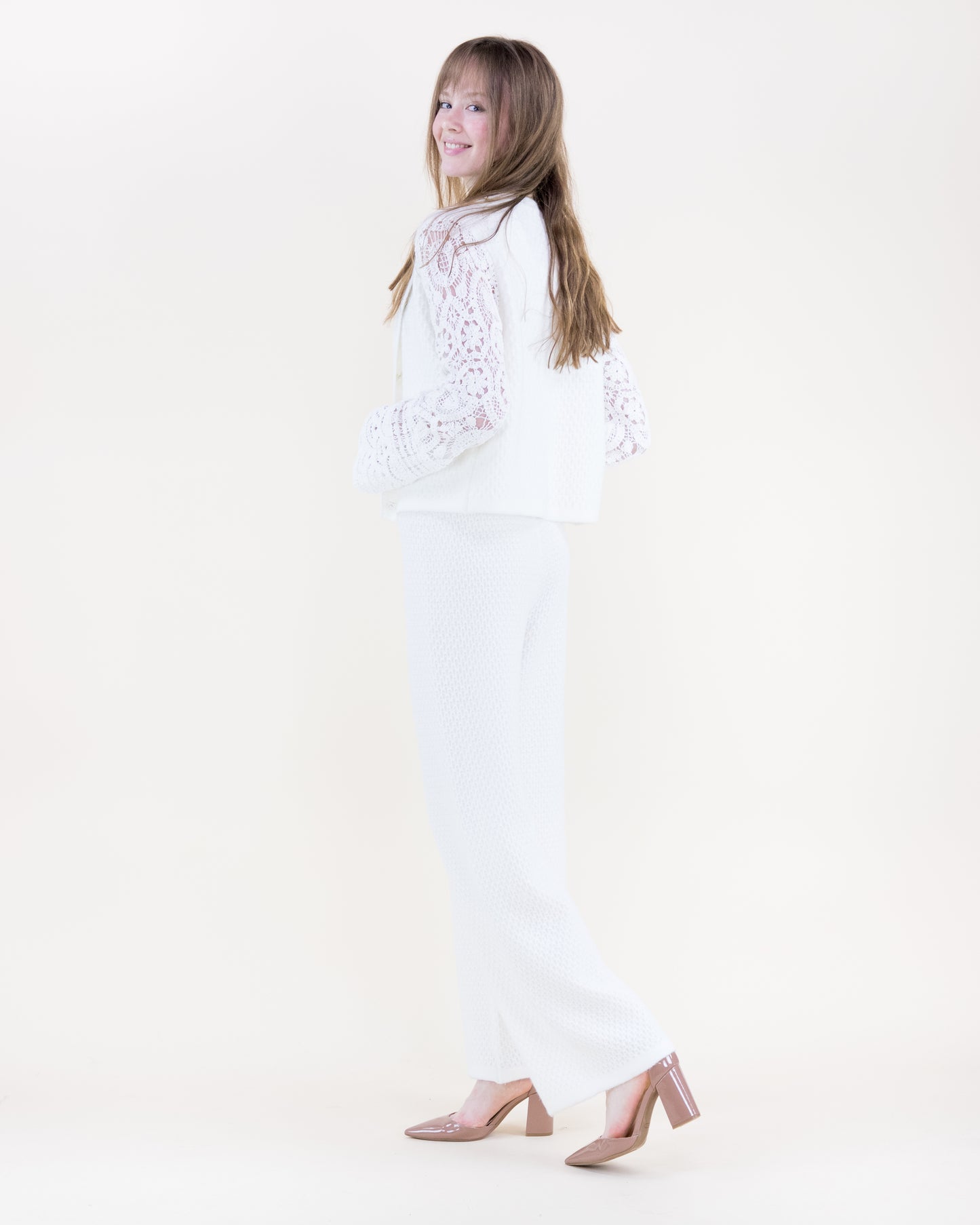 Honeycomb Stitch Crochet Sleeves Boxy Cardigan