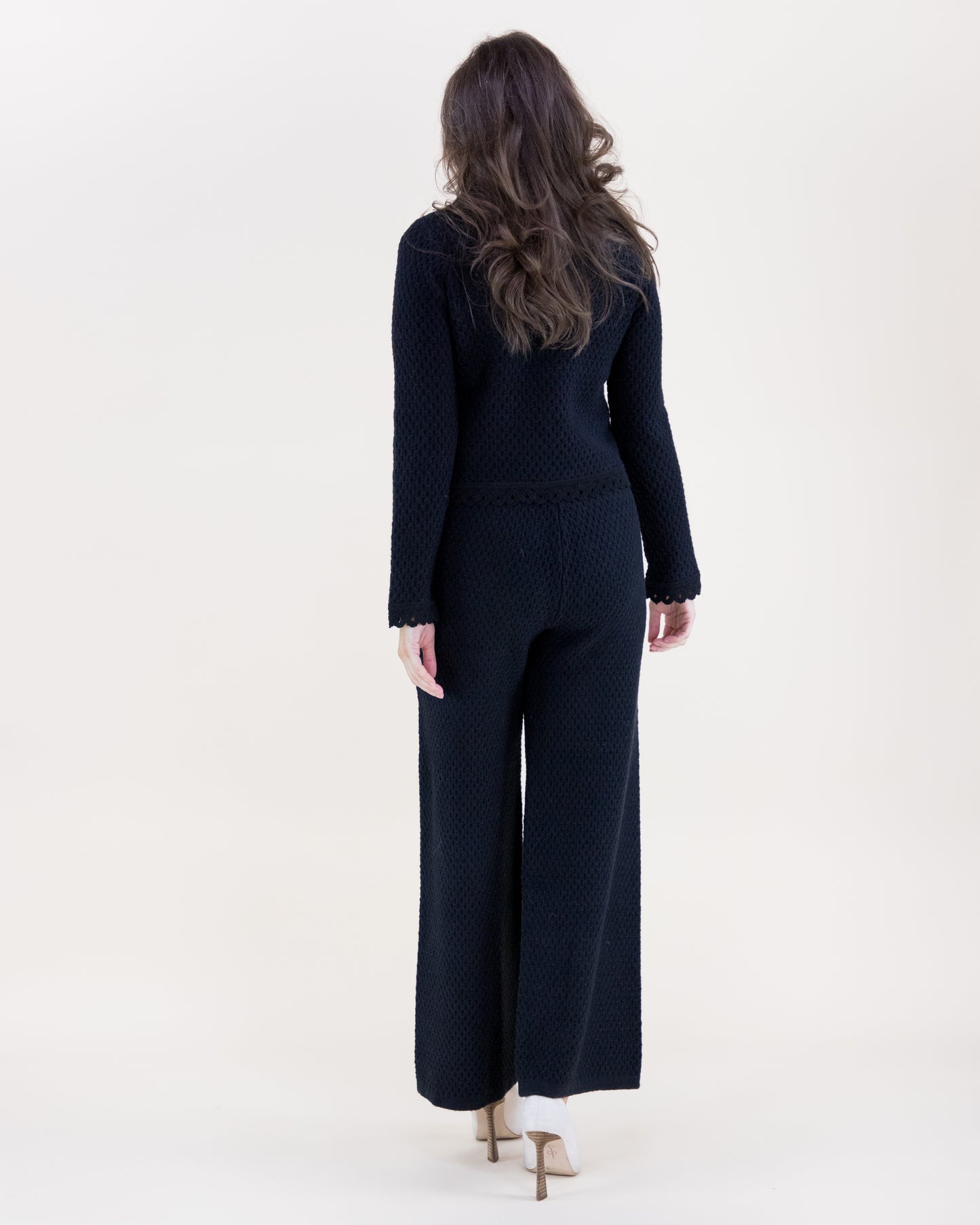 Honeycomb Stitch Scallopped Hems Boxy Cardigan