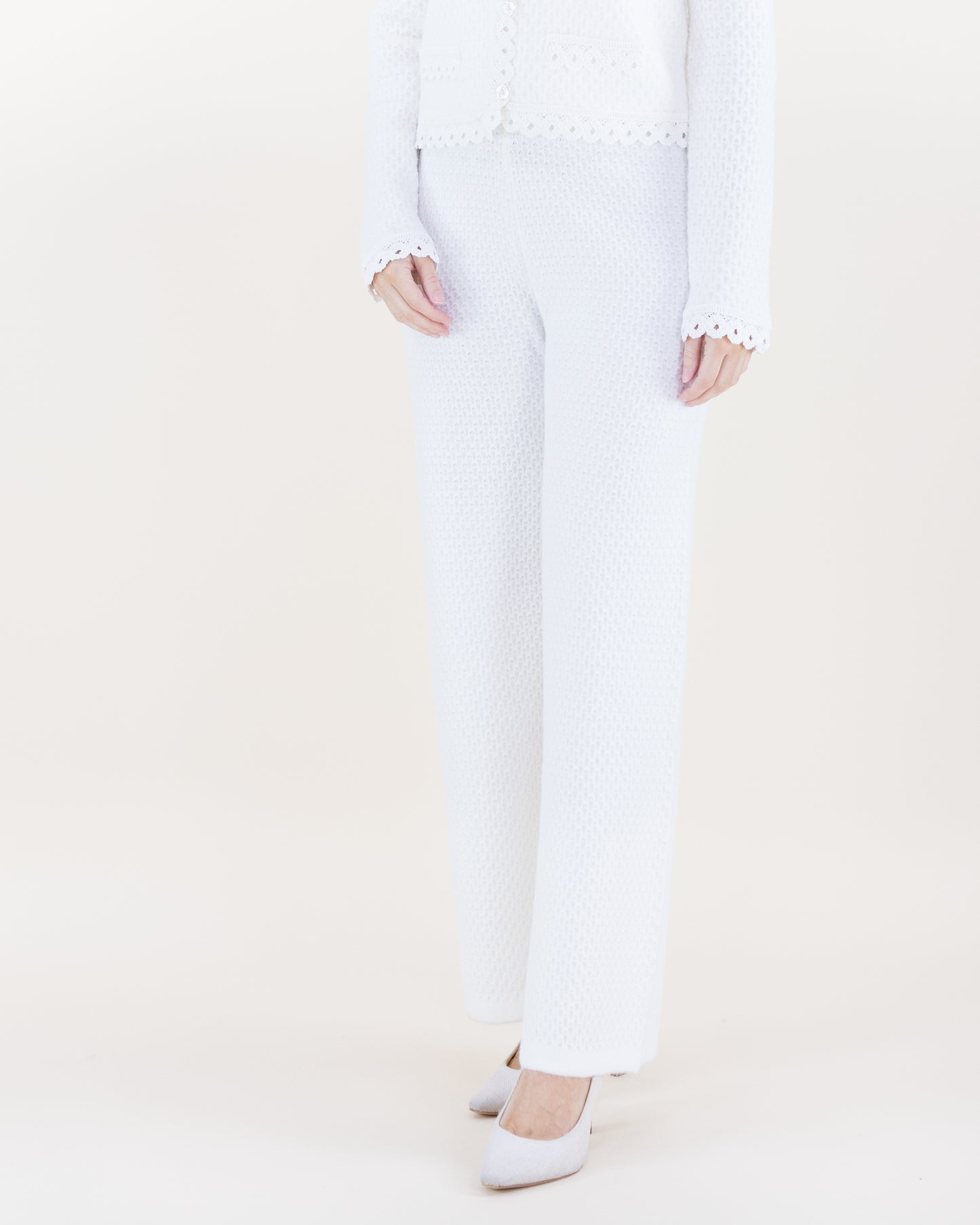 Honeycomb Stitch Scallopped Hems Boxy Cardigan