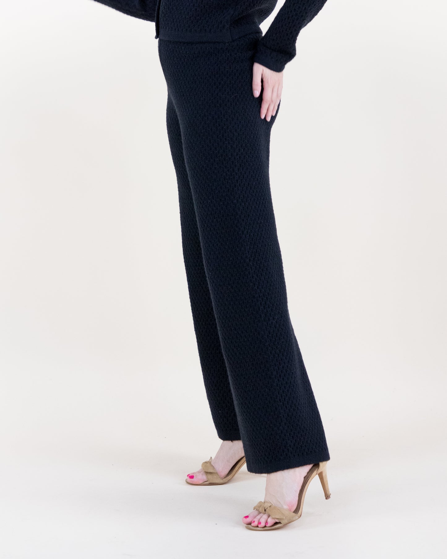 Honeycomb Stitch High Waisted Wide Leg Knitted Pants