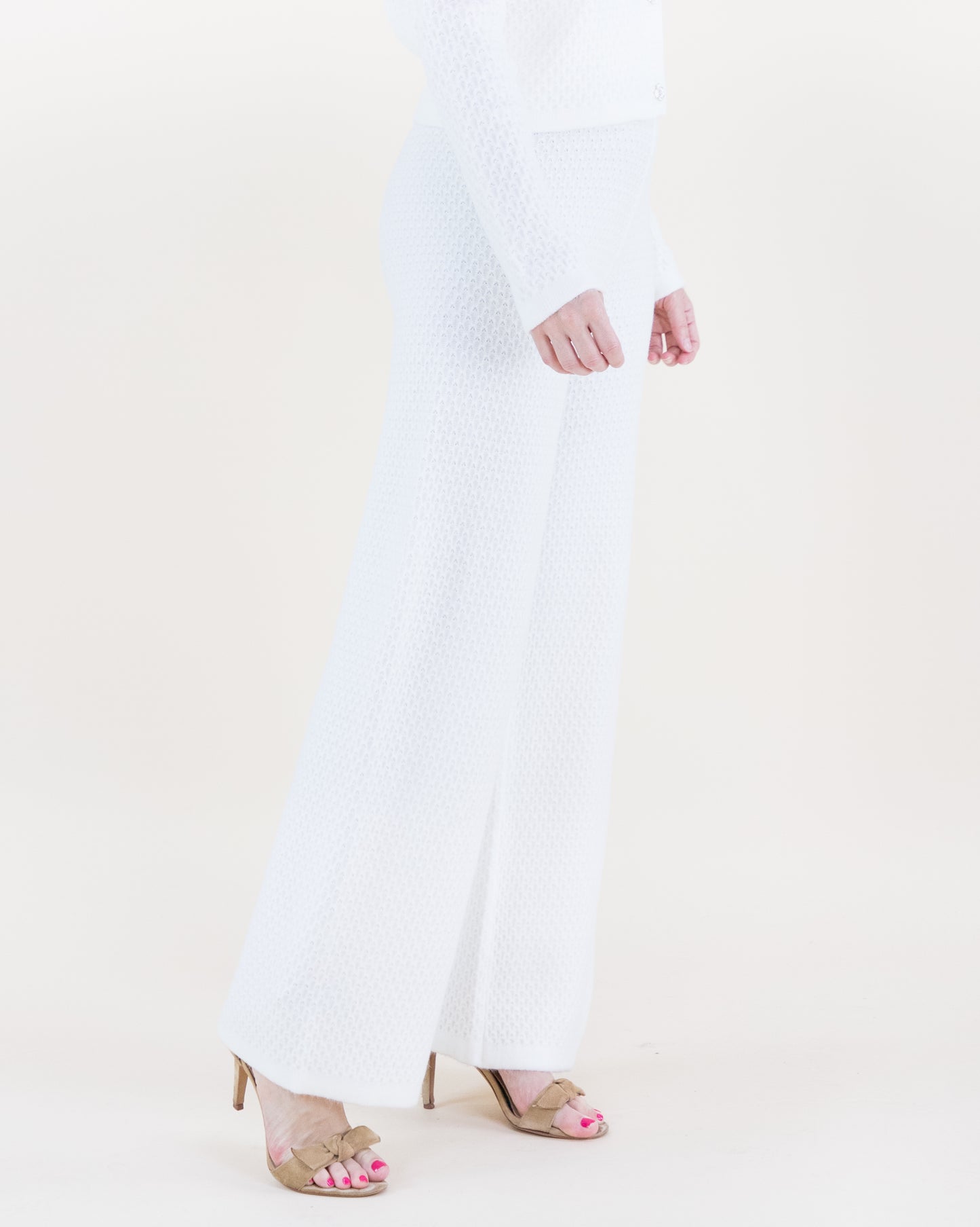 Honeycomb Stitch High Waisted Wide Leg Knitted Pants
