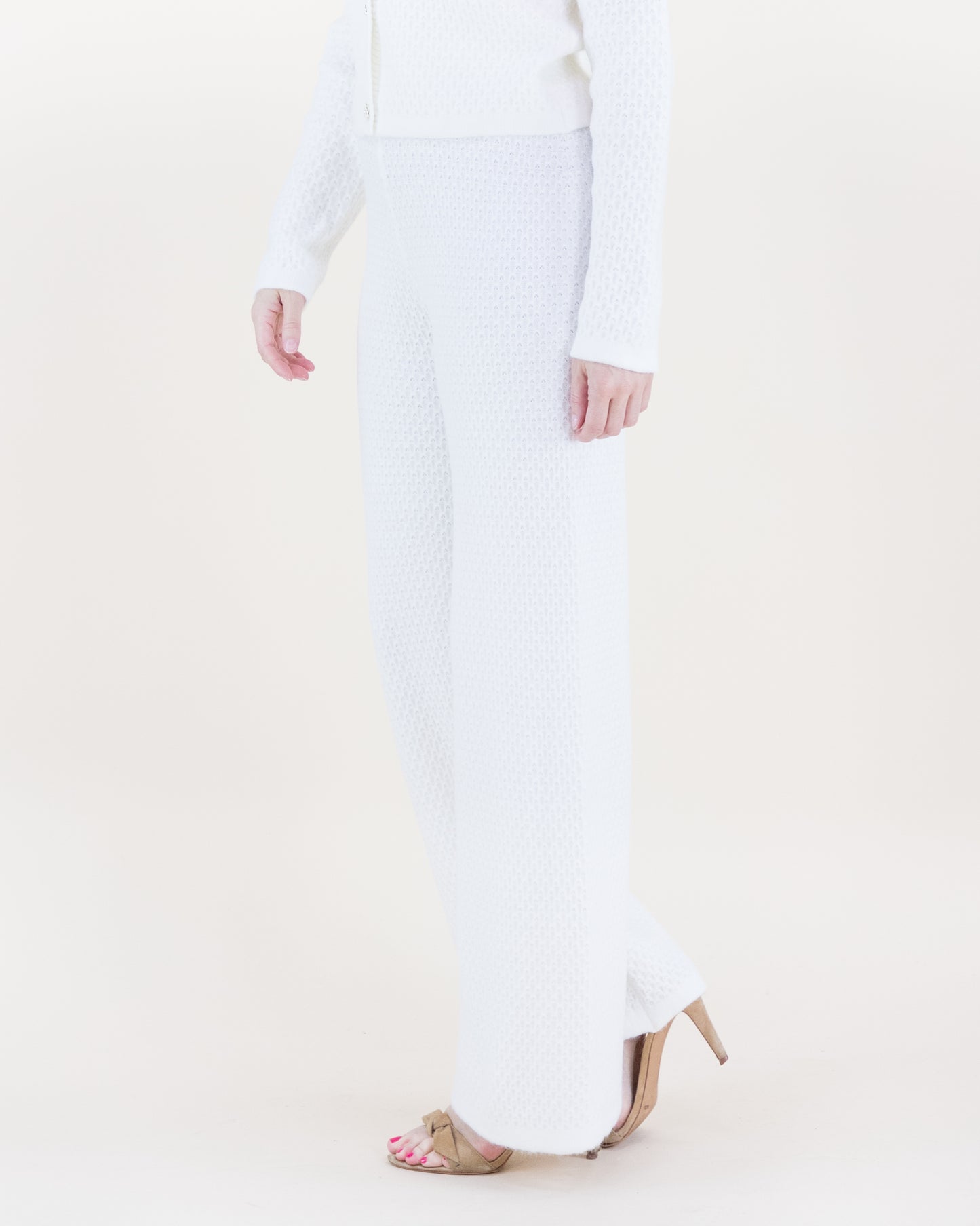 Honeycomb Stitch High Waisted Wide Leg Knitted Pants