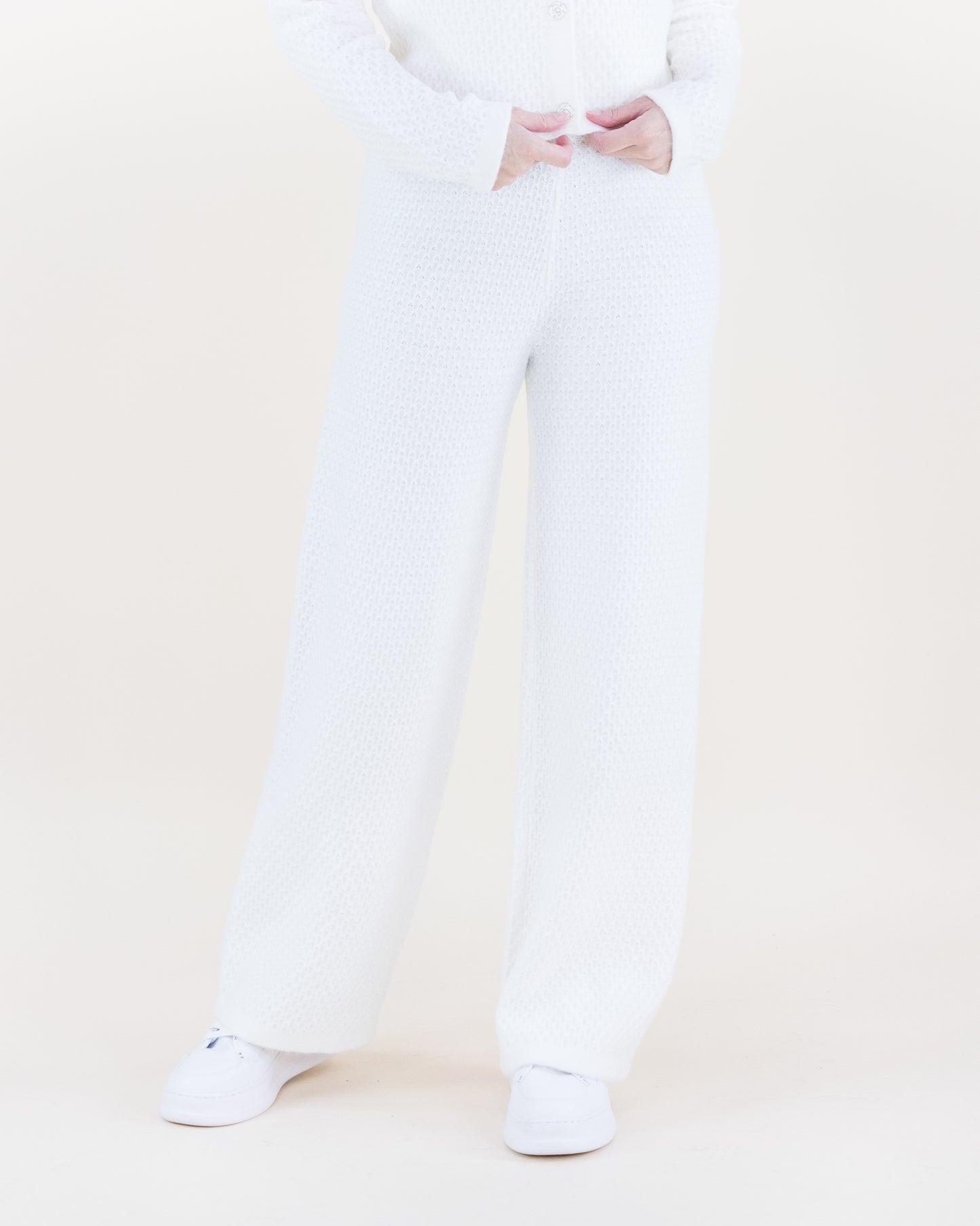 Honeycomb Stitch High Waisted Wide Leg Knitted Pants