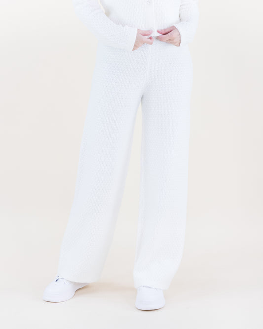 Honeycomb Stitch High Waisted Wide Leg Knitted Pants