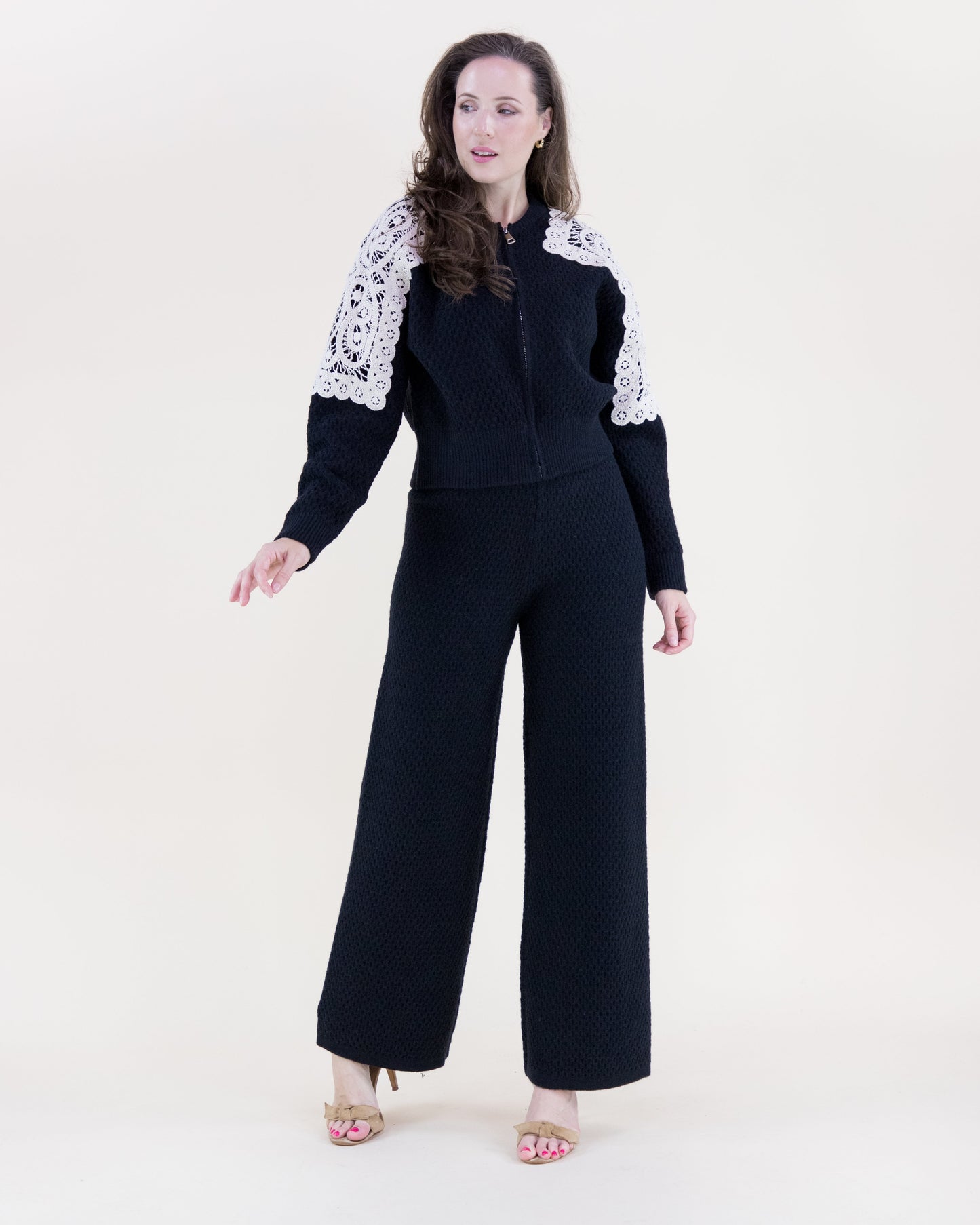 Honeycomb Stitch Crochet Shoulders Bomber Cardigan