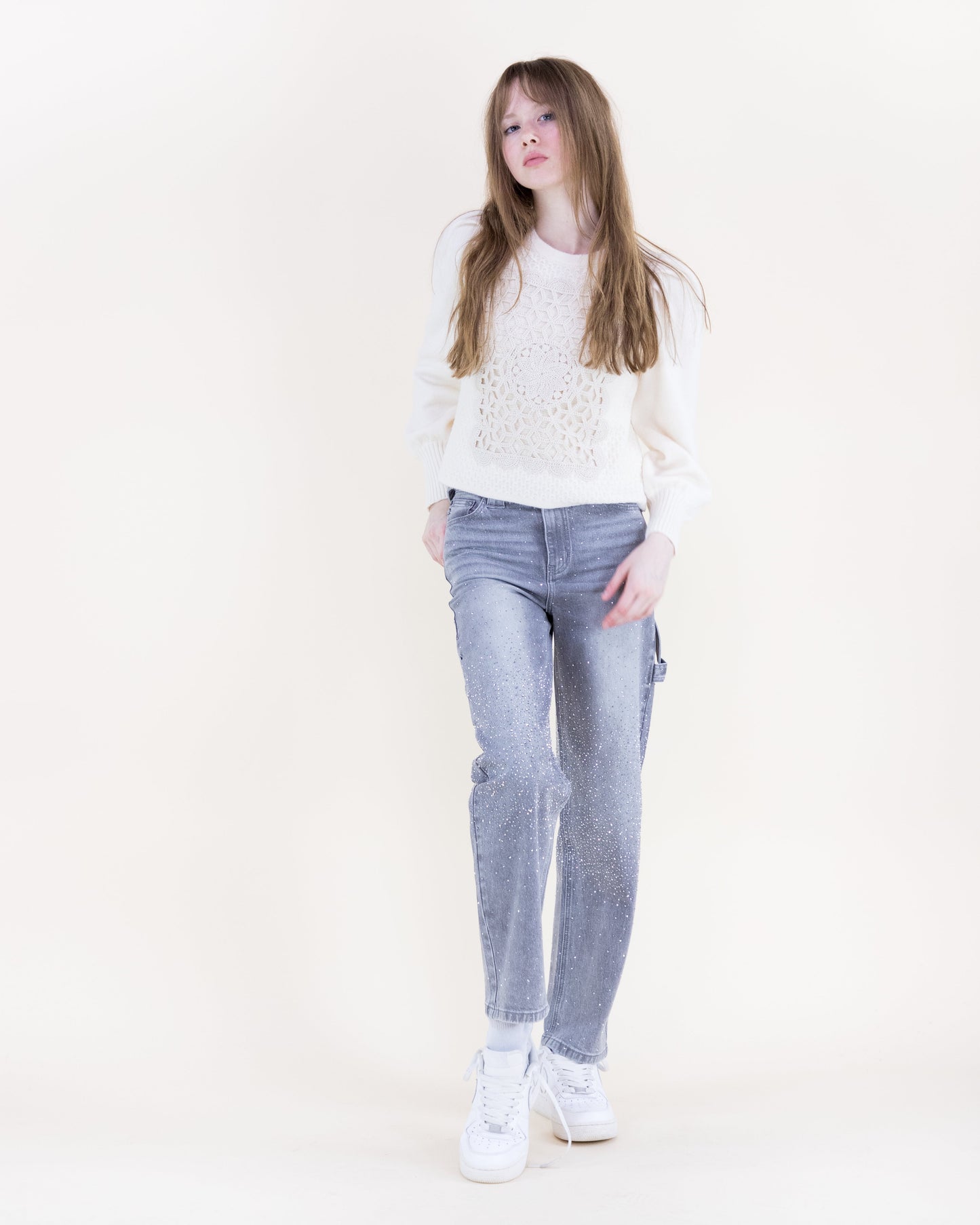 Crochet Square Bishop Sleeves Sweater