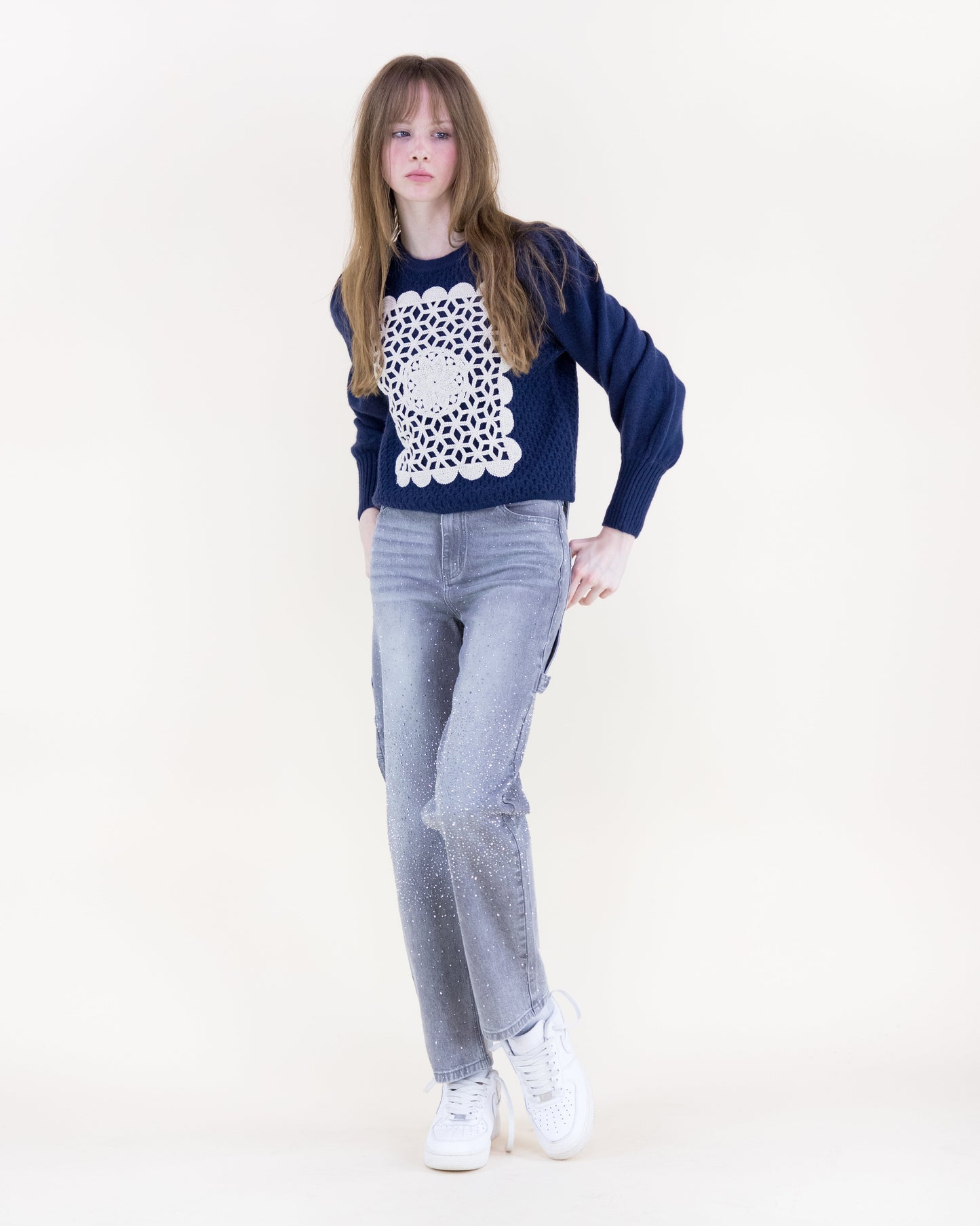 Crochet Square Bishop Sleeves Sweater