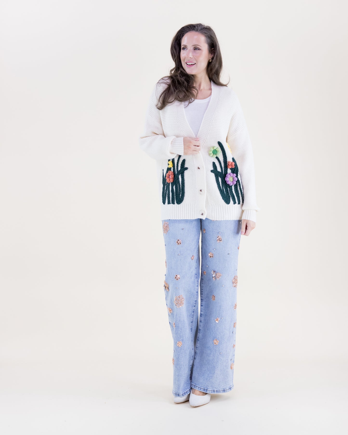 Hand Embroidered Wildflower Cardigan
